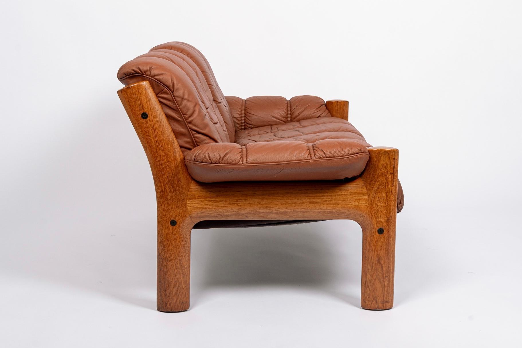 Mid Century Norwegian Brown Leather Loveseat Sofa by Ekornes, 1970s 1