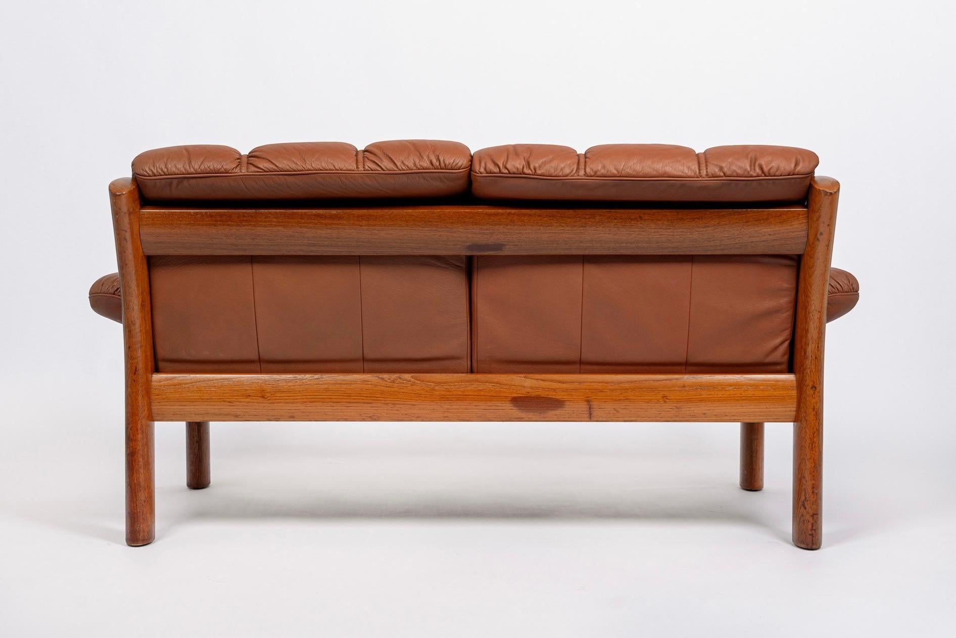 Mid Century Norwegian Brown Leather Loveseat Sofa by Ekornes, 1970s 2