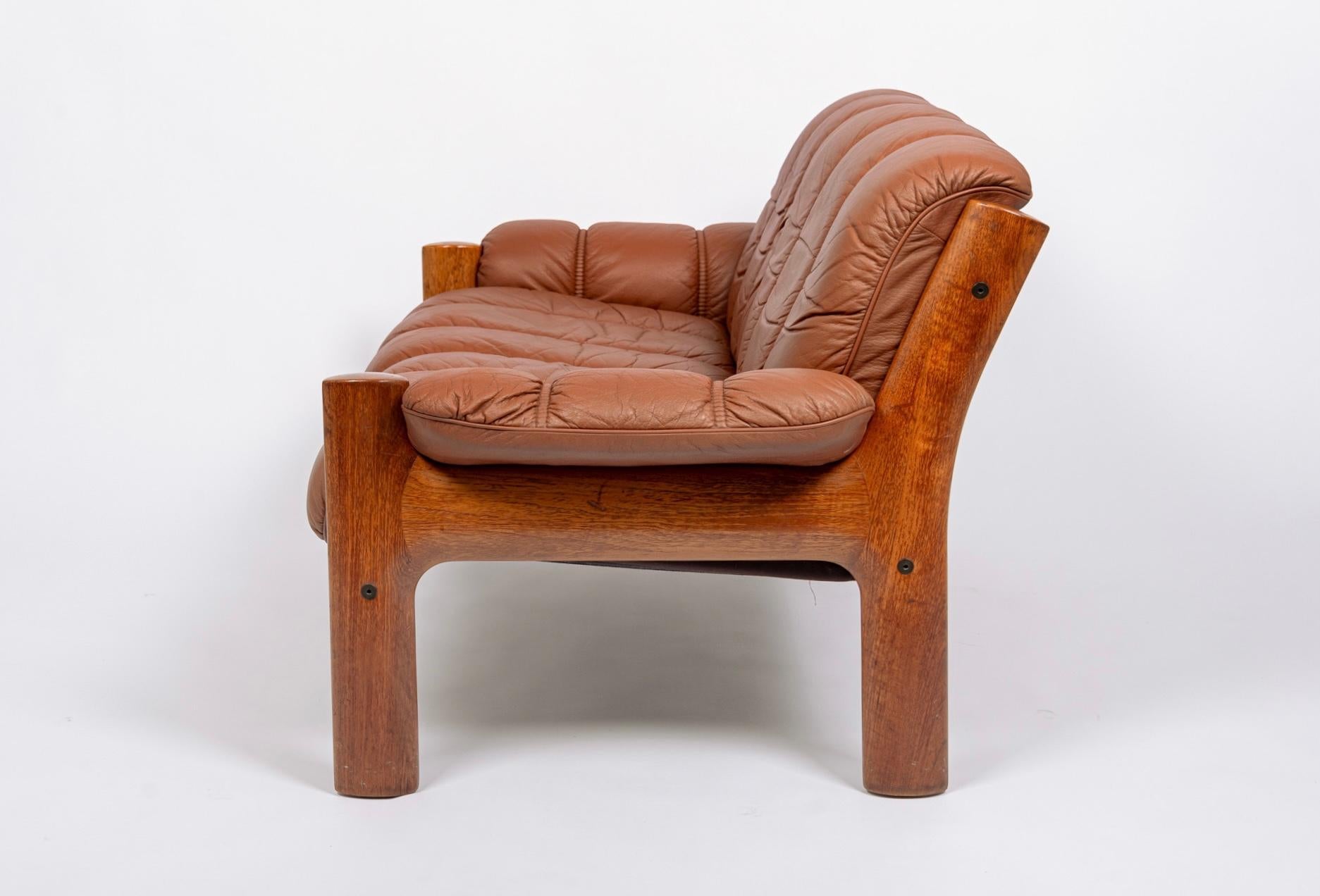Mid Century Norwegian Brown Leather Loveseat Sofa by Ekornes, 1970s 3
