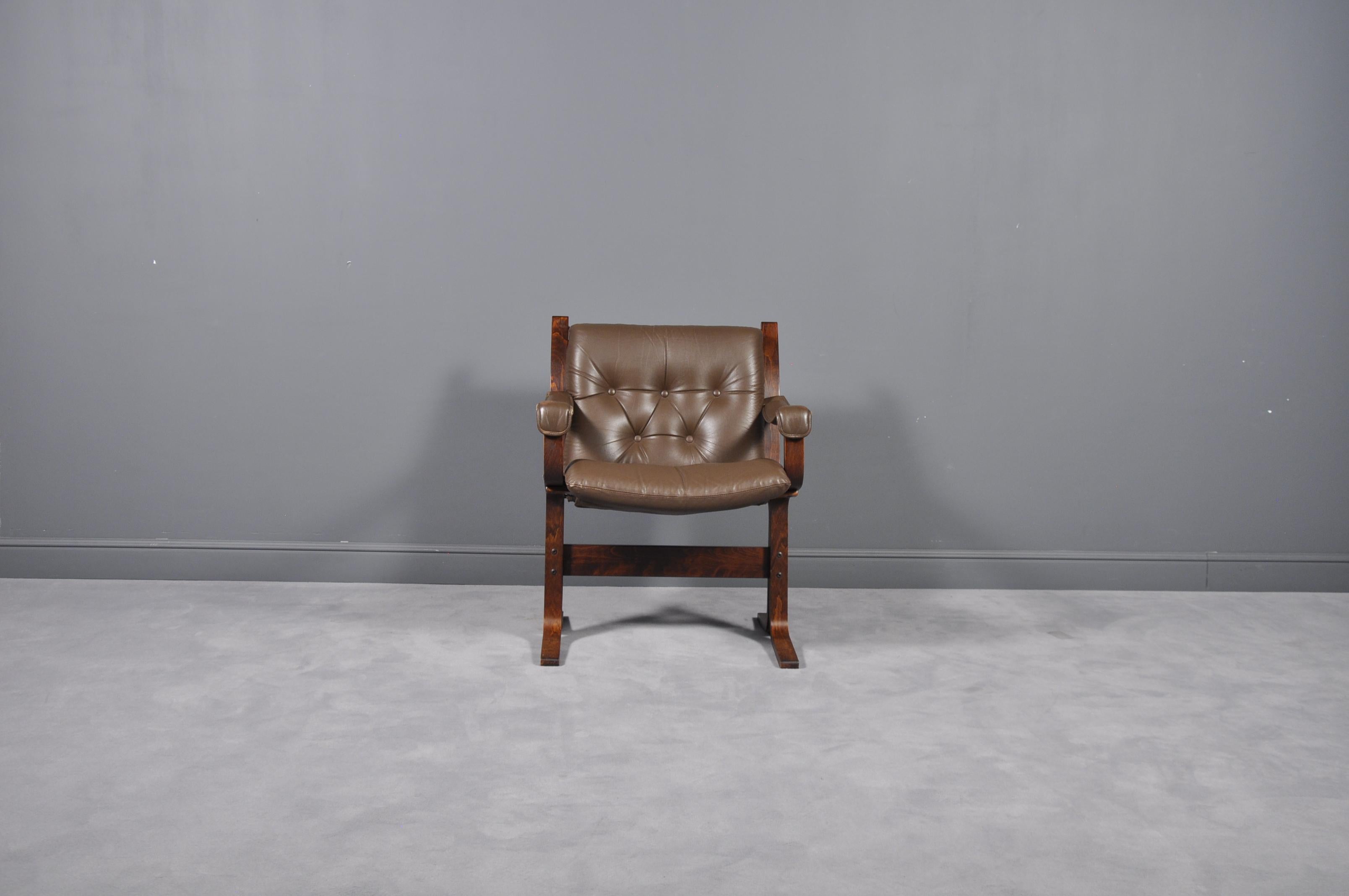 Scandinavian Modern Midcentury Norwegian Ingmar Relling Westnofa 'Siesta' Leather Lounge Chair