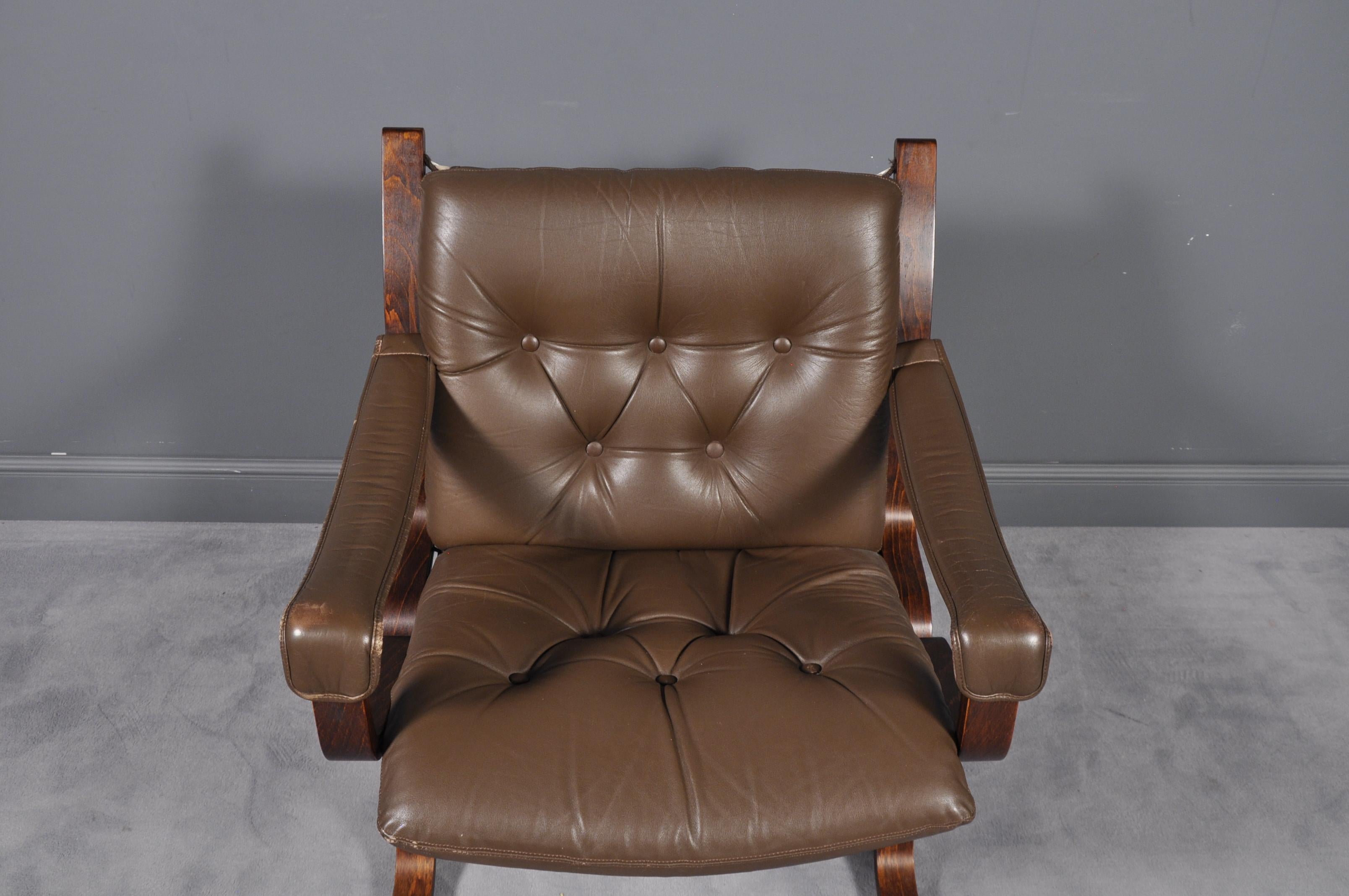 Midcentury Norwegian Ingmar Relling Westnofa 'Siesta' Leather Lounge Chair In Good Condition In Bucharest, RO