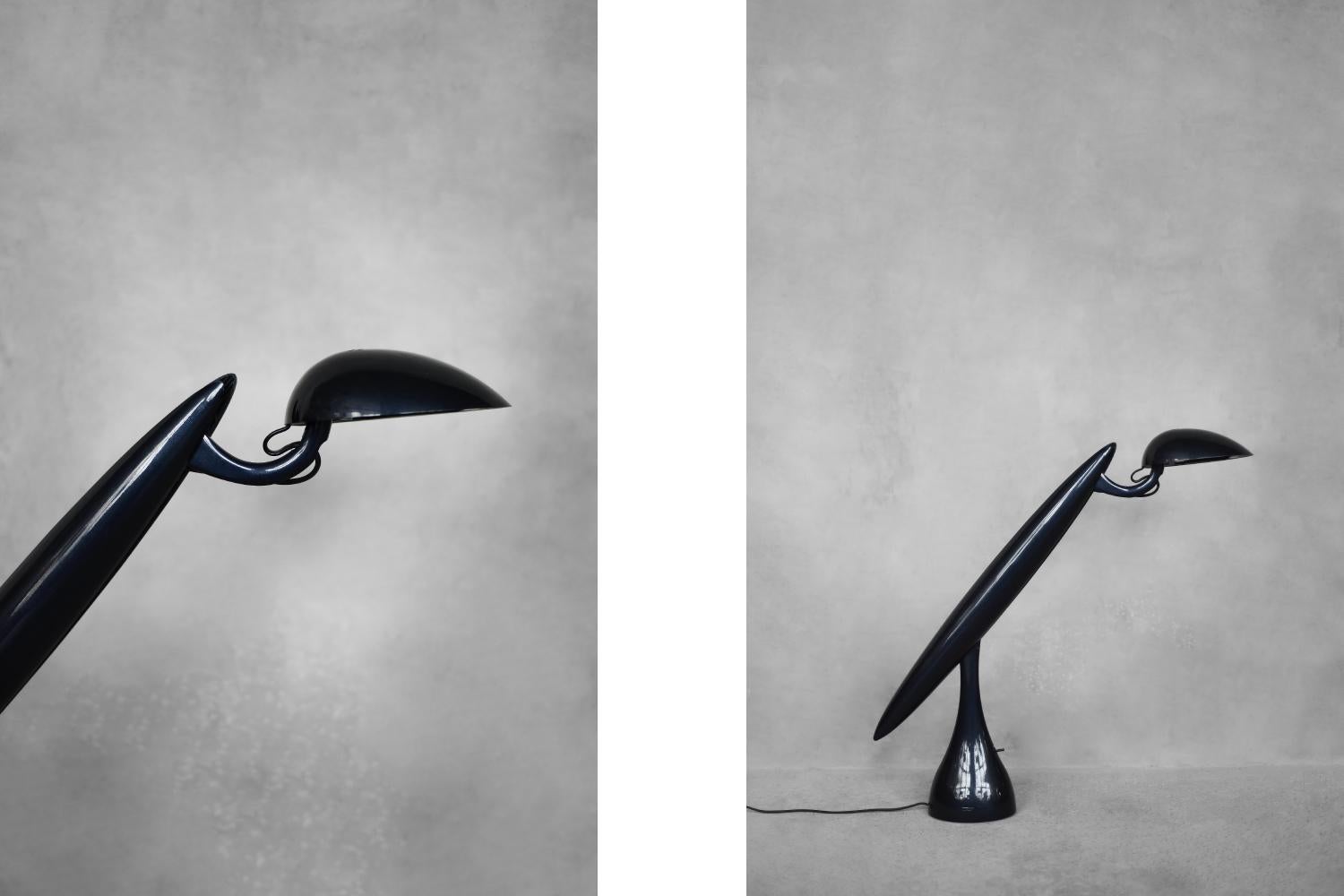 Post-Modern Mid-Century Norwegian Modern Navy Blue Desk Lamp Heron by Isao Hosoe for Luxo For Sale