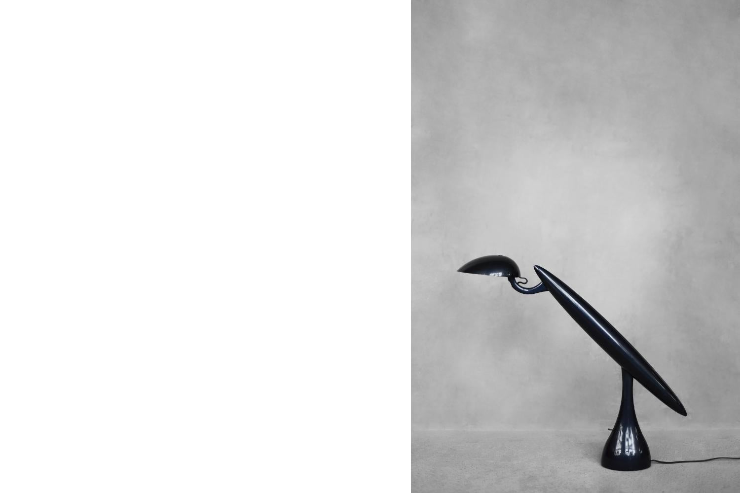 Late 20th Century Mid-Century Norwegian Modern Navy Blue Desk Lamp Heron by Isao Hosoe for Luxo For Sale