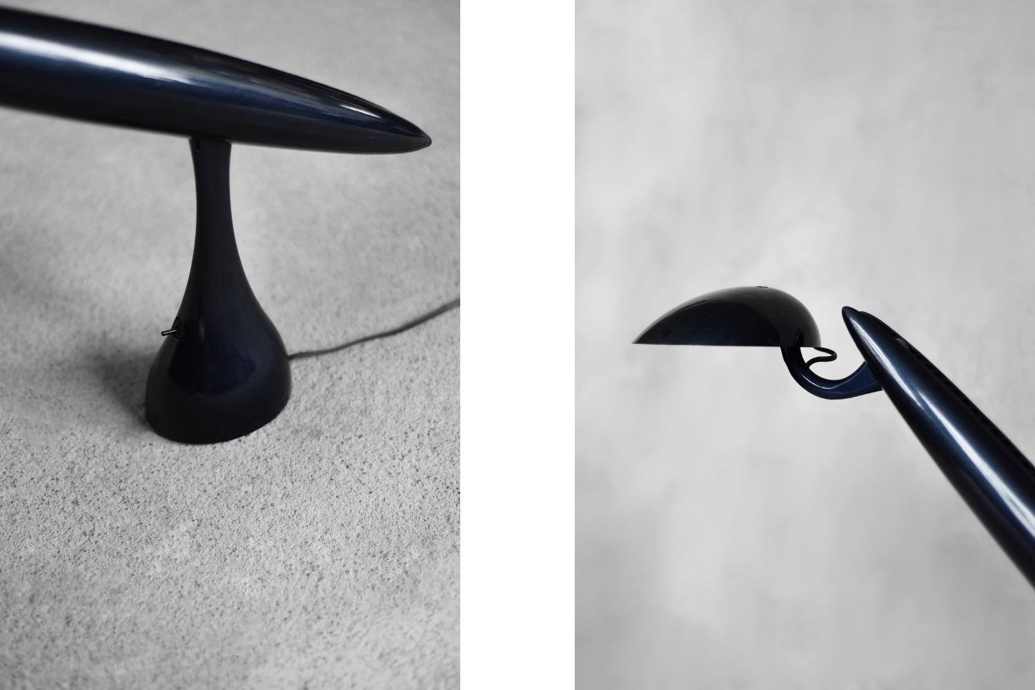 Plastic Mid-Century Norwegian Modern Navy Blue Desk Lamp Heron by Isao Hosoe for Luxo For Sale