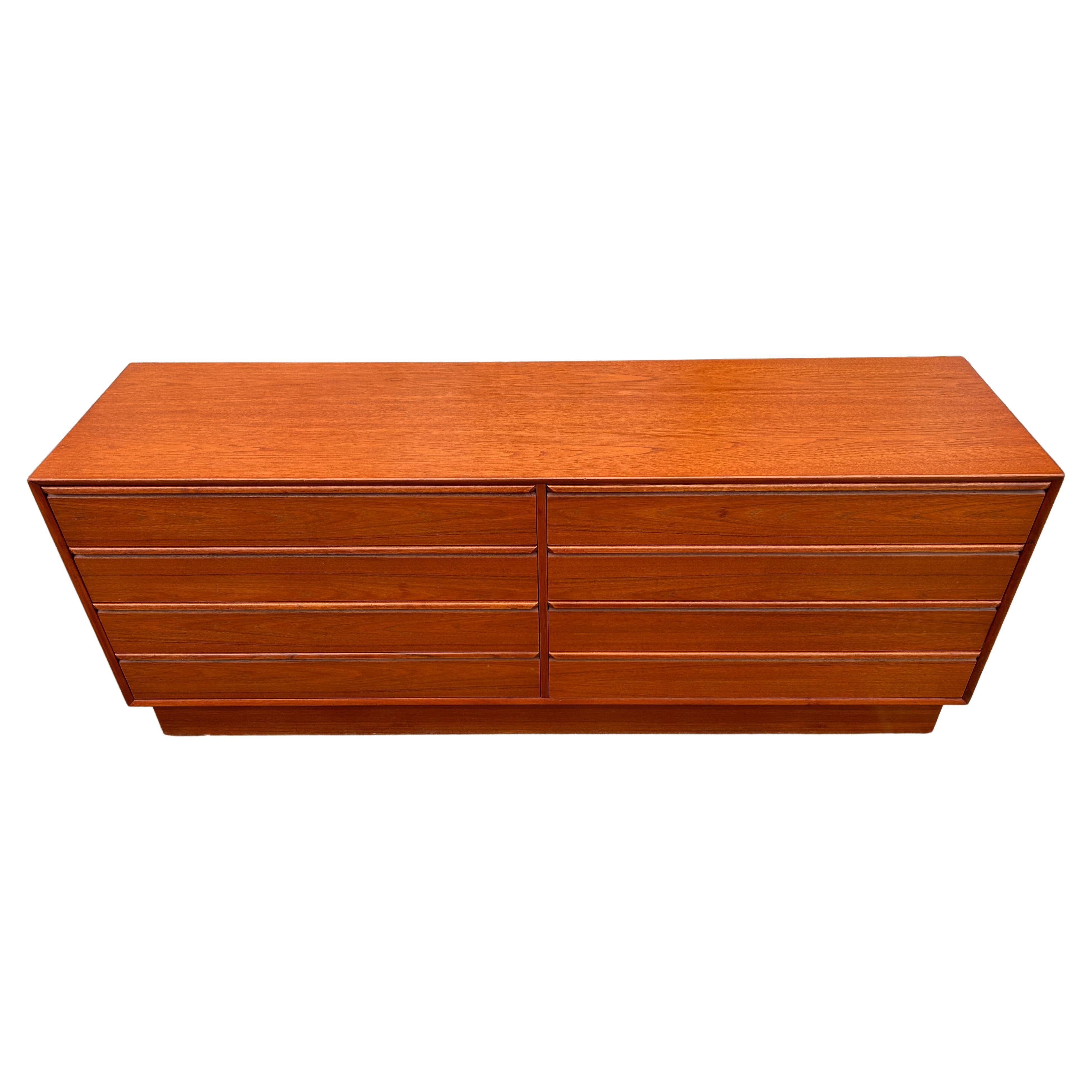 Mid-Century Modern Mid-Century Norwegian Modern Teak 8 Drawer Dresser Credenza by Westnofa