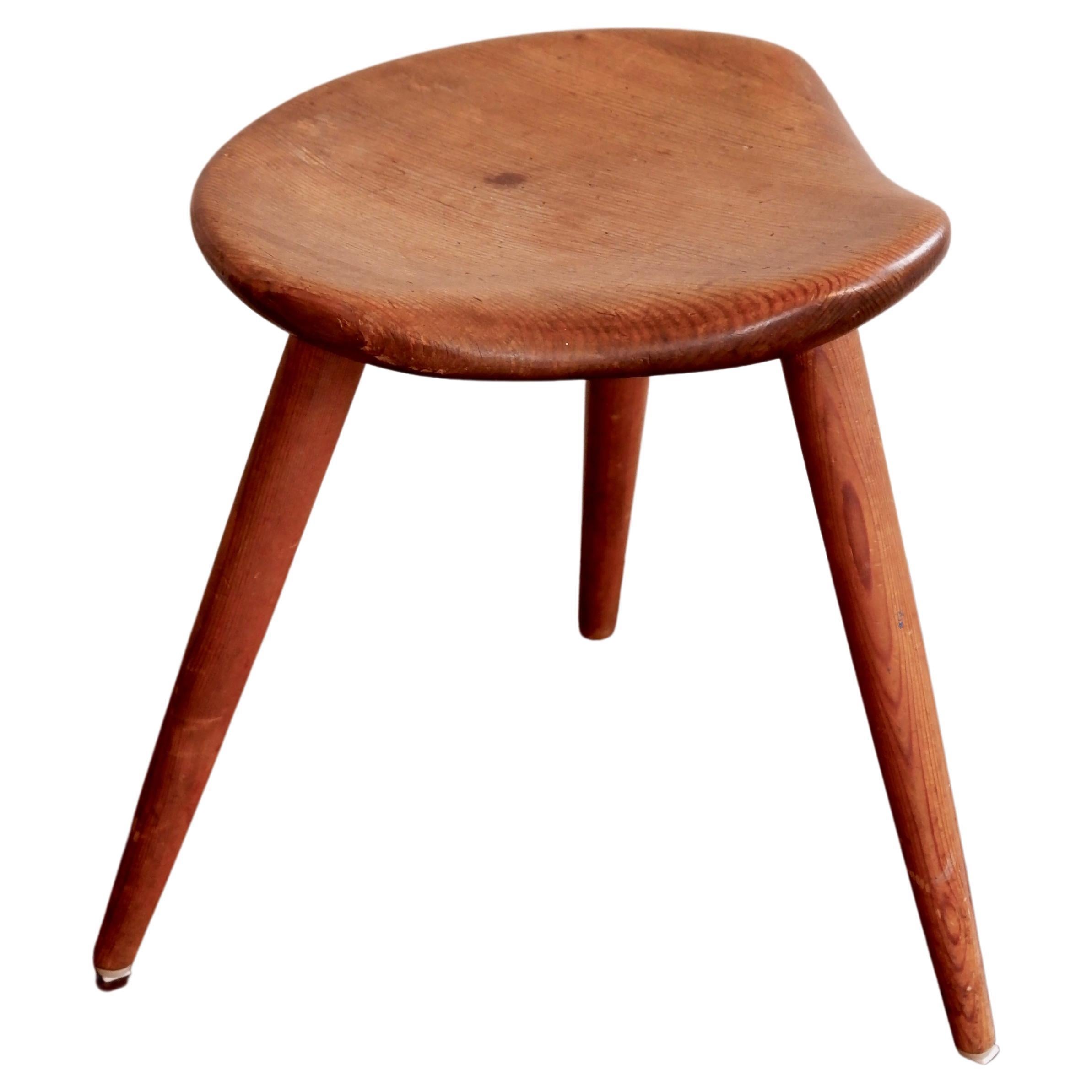 Mid Century Norweigian Stained Pine Stool for Norsk Husflid, 1950 For