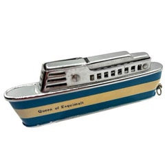 Novità di metà secolo "M.V. Accendino smaltato "Queen of Esquimalt" nave da crociera