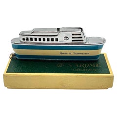 Vintage Mid-century Novelty "Queen of Tsawwassen" Cruise ship Enameled Lighter