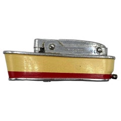 Mid-Century Novelty Sarome Japan Cruise Ship Enameled Lighter, Yellow & Red