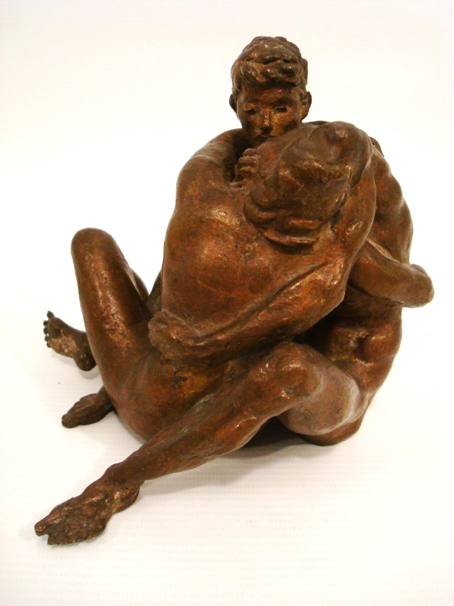 Scultura in bronzo di metà secolo Nude Lovers Statue By Francesco Messina In condizioni buone in vendita a Buenos Aires, Olivos