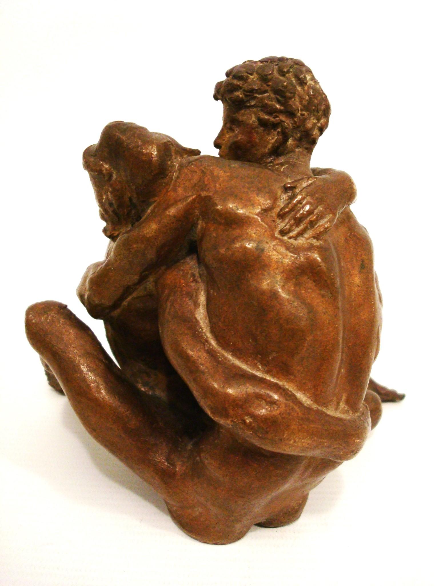 XX secolo Scultura in bronzo di metà secolo Nude Lovers Statue By Francesco Messina in vendita