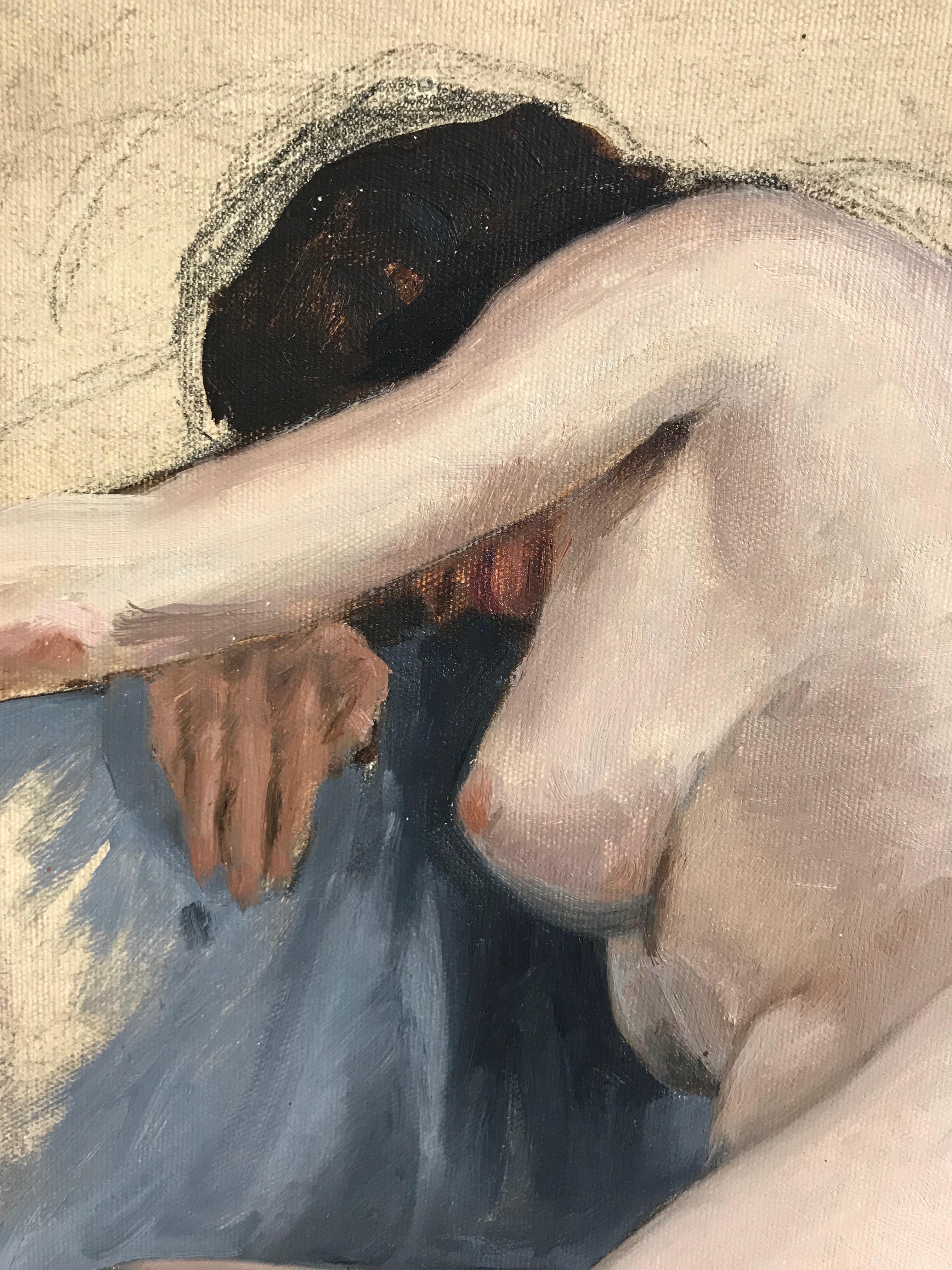 20ième siècle Peinture d'étude de nu du milieu du siècle 1938 en vente