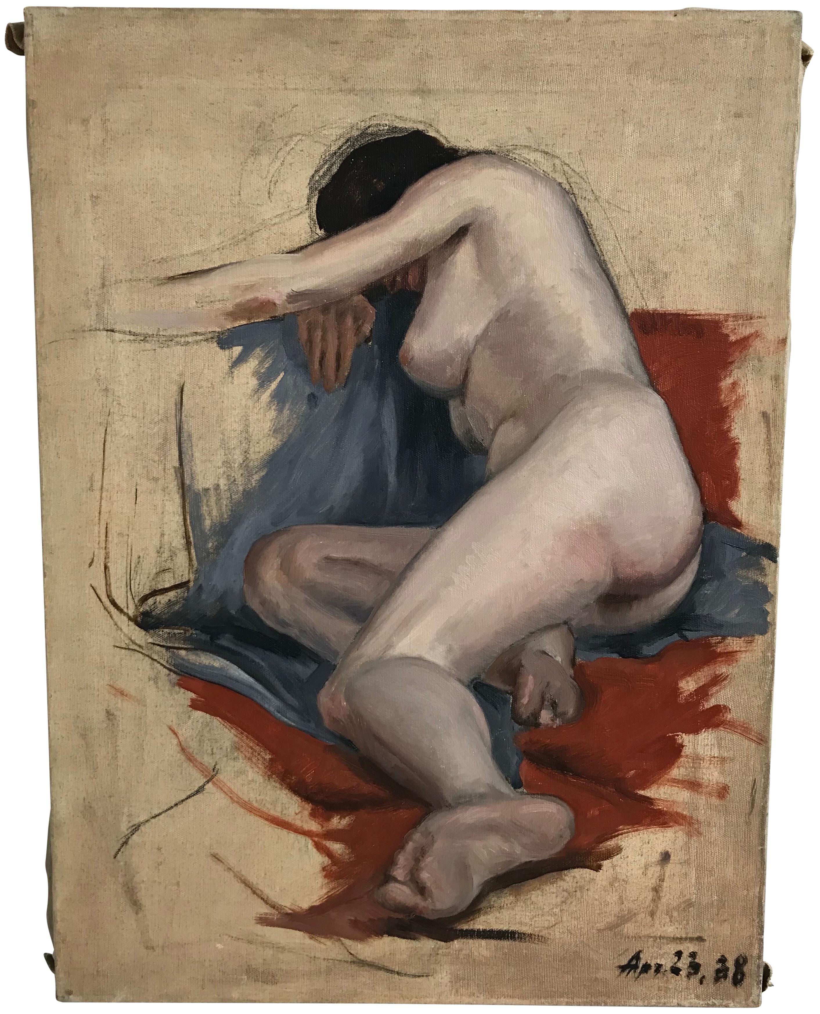 Midcentury Nude Study Painting 1938 For Sale 2