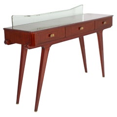 Mid-Century O. Borsani (attr.) Wood and Glass Console, Italy, 1950s