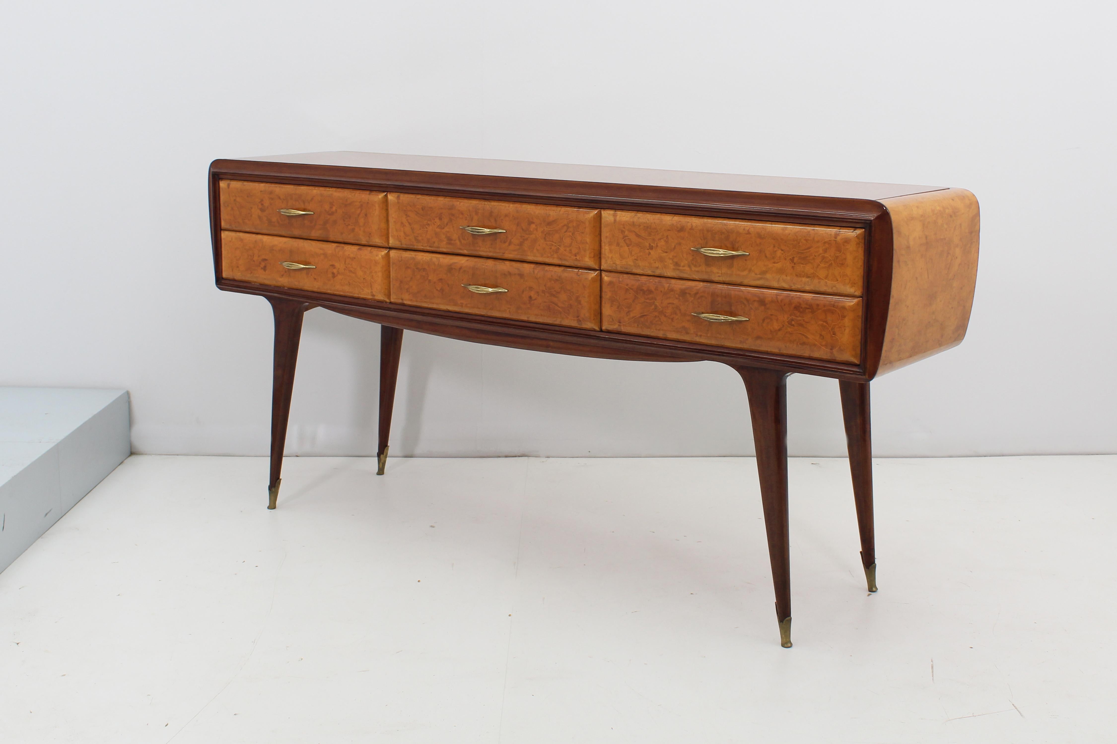 Wood Mid-Century O. Borsani Briar Sideboard with Drawers, 50s Italy