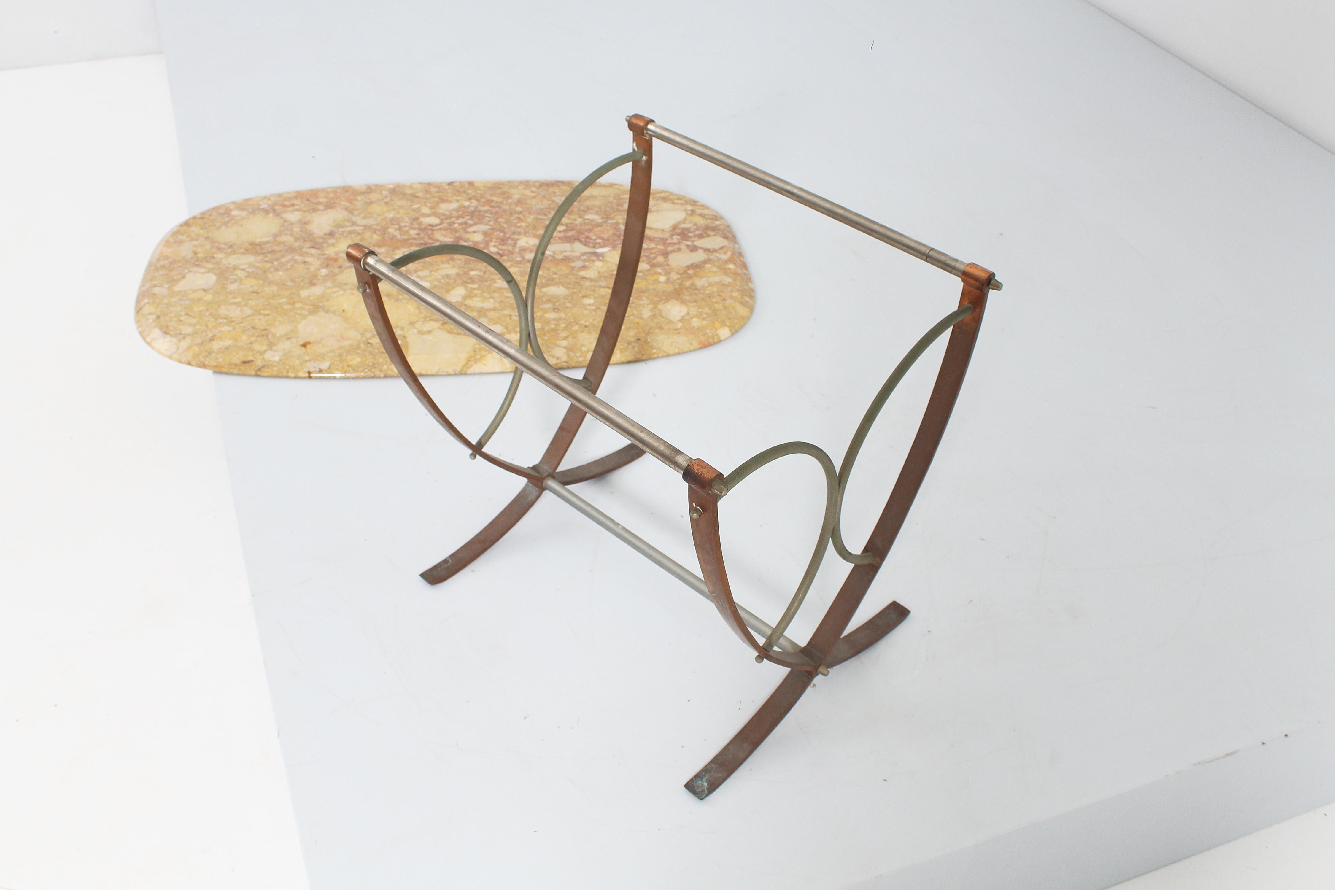 Mid-Century O. Borsani Marble and Bronze Coffee Table, Italy 50s For Sale 3