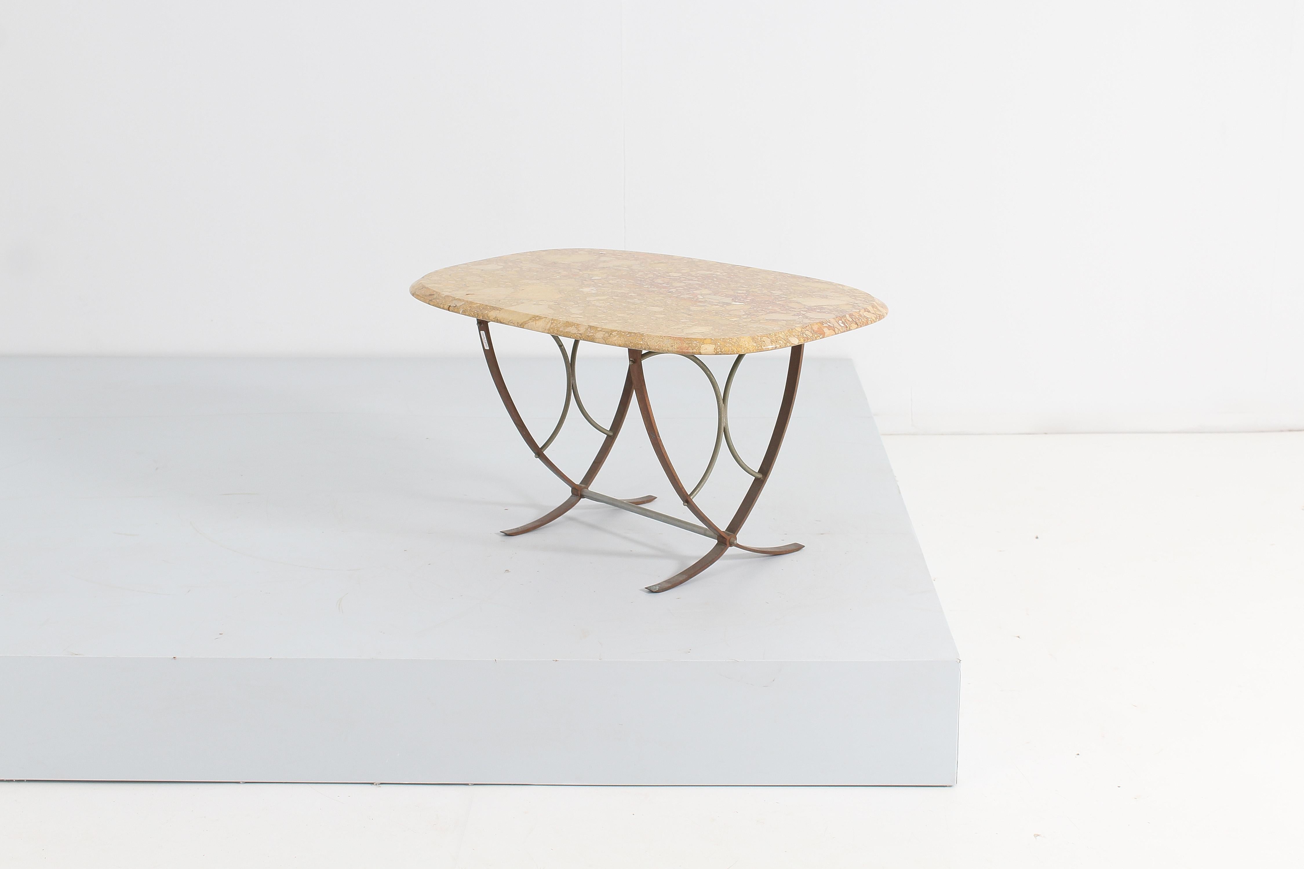Mid-Century Modern Mid-Century O. Borsani Marble and Bronze Coffee Table, Italy 50s For Sale
