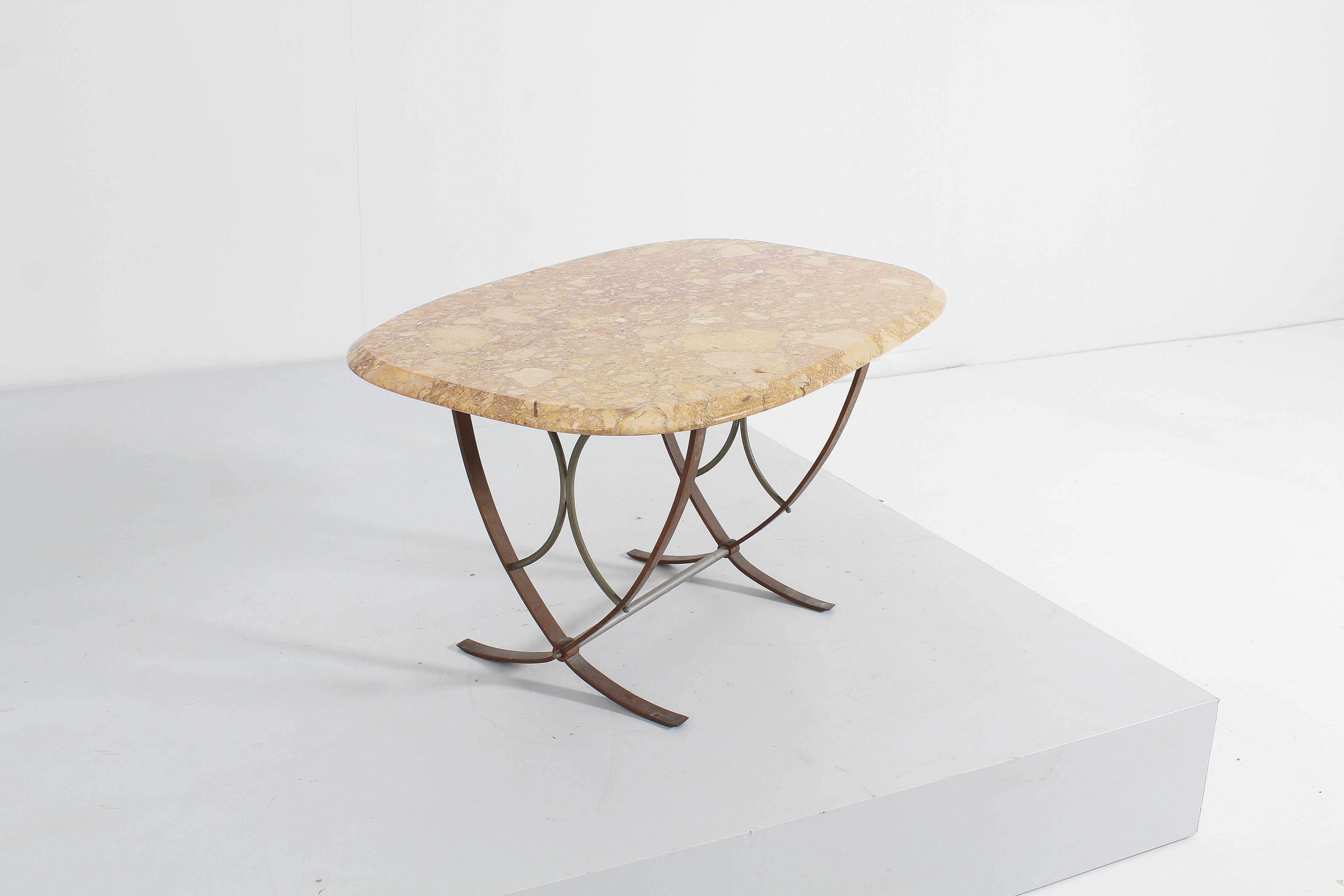 Mid-20th Century Mid-Century O. Borsani Marble and Bronze Coffee Table, Italy 50s For Sale