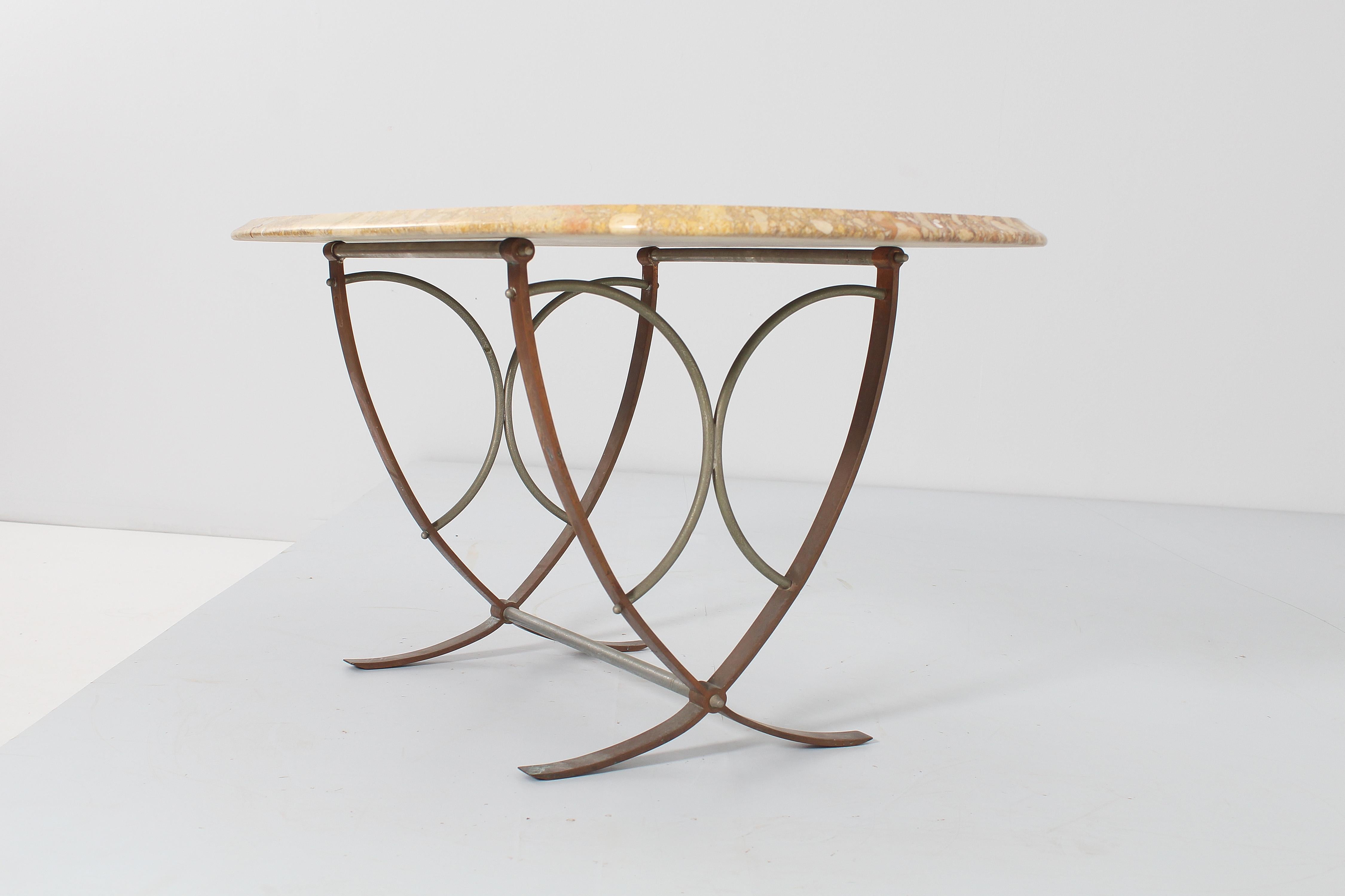 Metal Mid-Century O. Borsani Marble and Bronze Coffee Table, Italy 50s