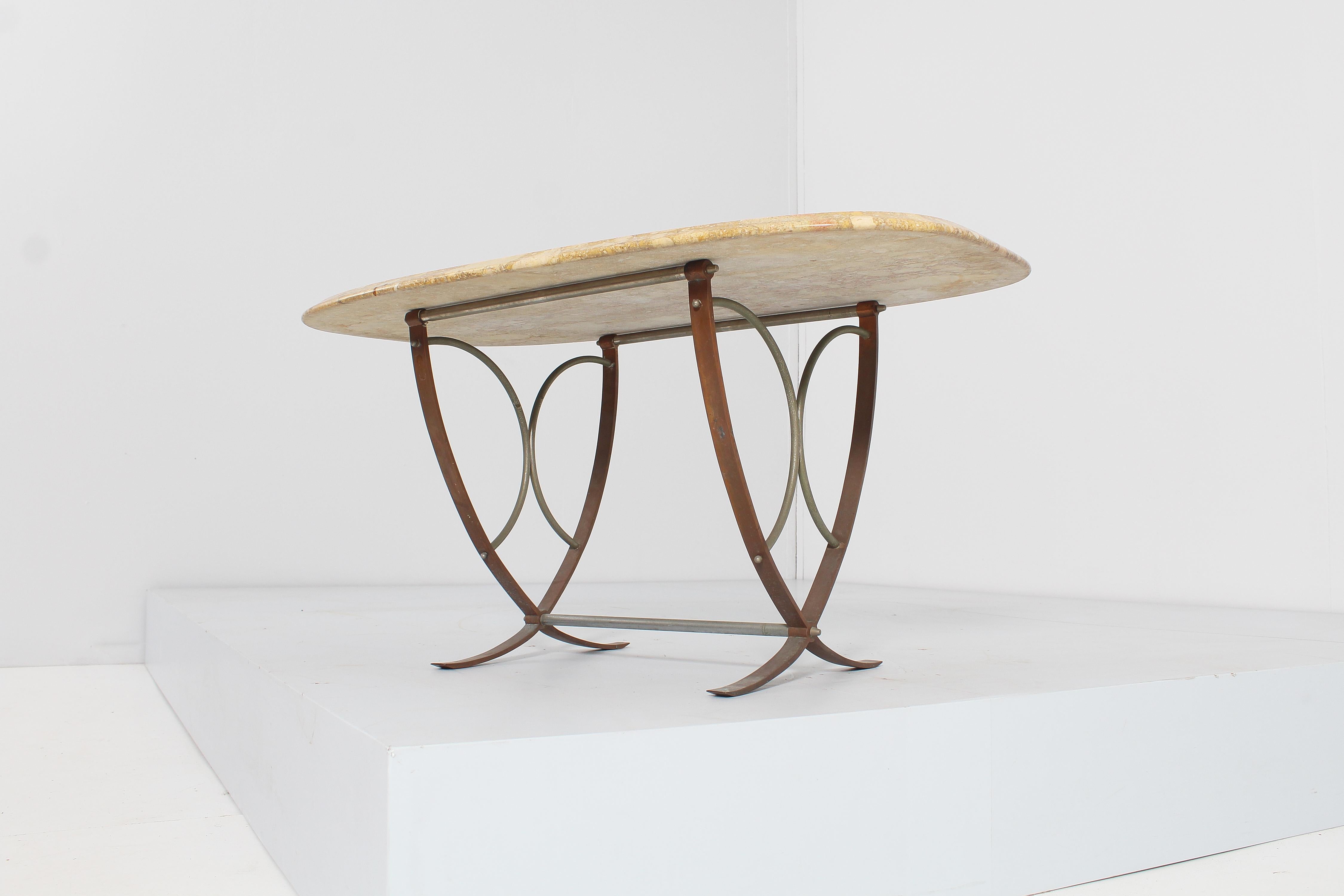 Mid-Century O. Borsani Marble and Bronze Coffee Table, Italy 50s For Sale 1