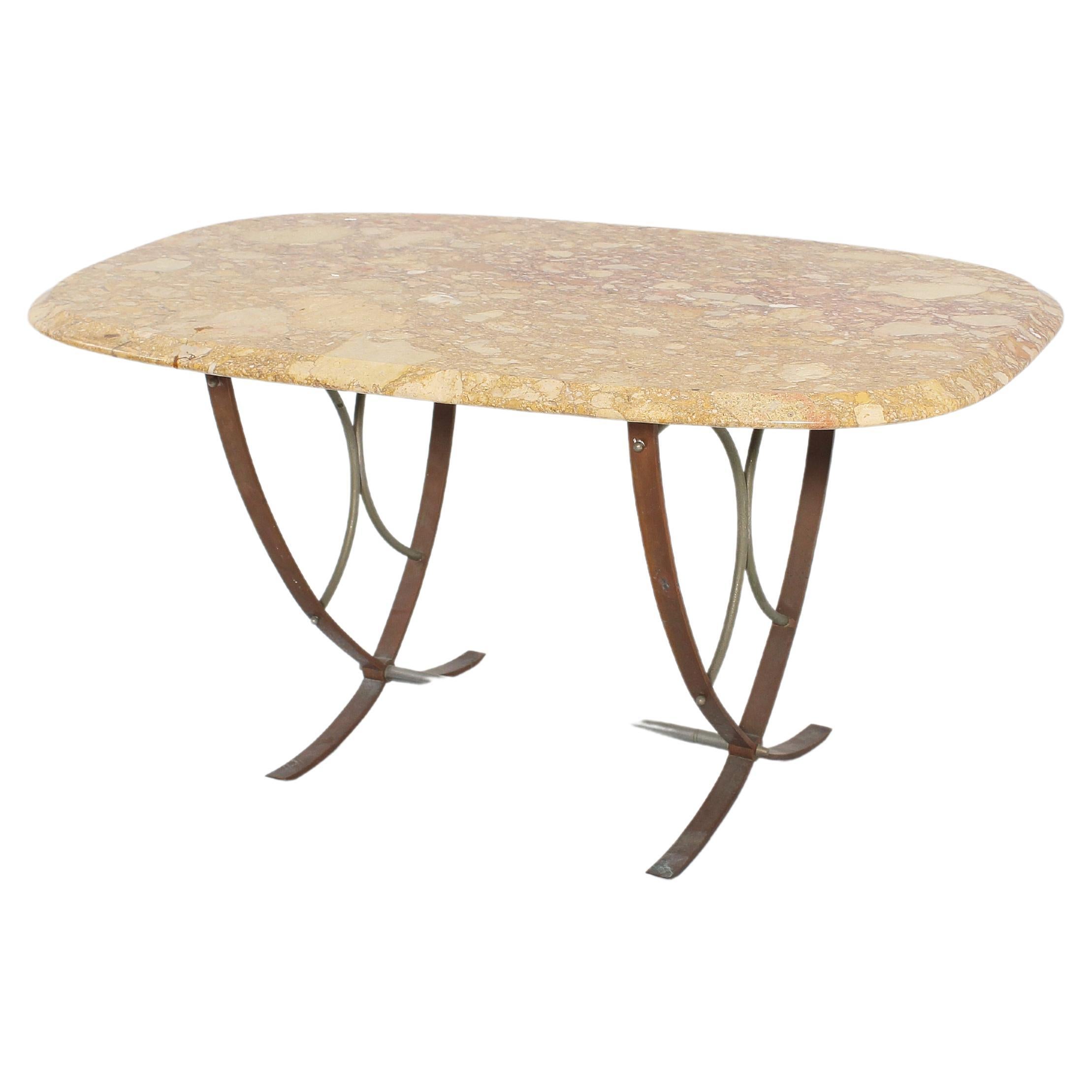 Mid-Century O. Borsani Marble and Bronze Coffee Table, Italy 50s