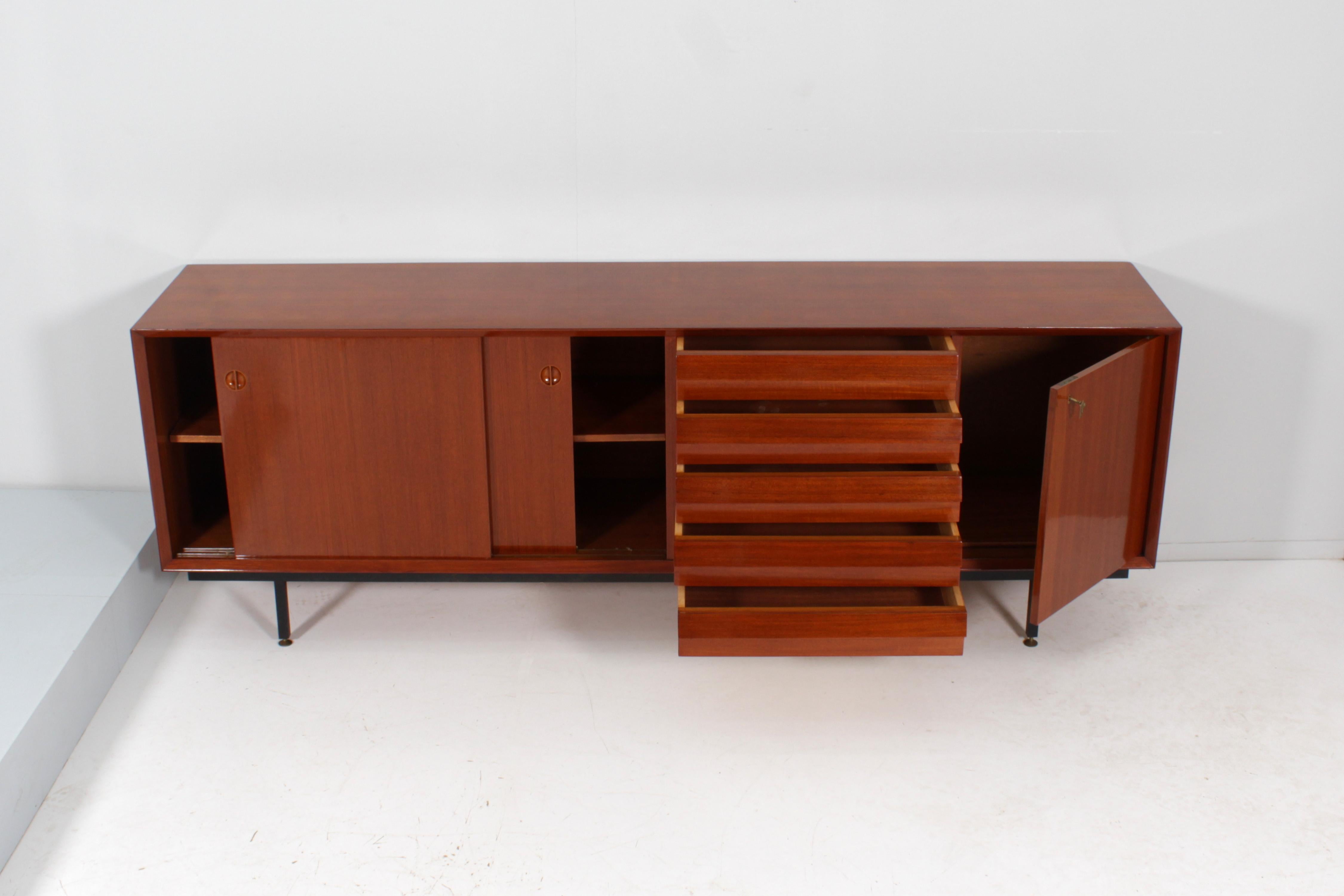 Mid-Century Modern Mid-Century O. Borsani Style Wooden Sideboard  60s Italy For Sale