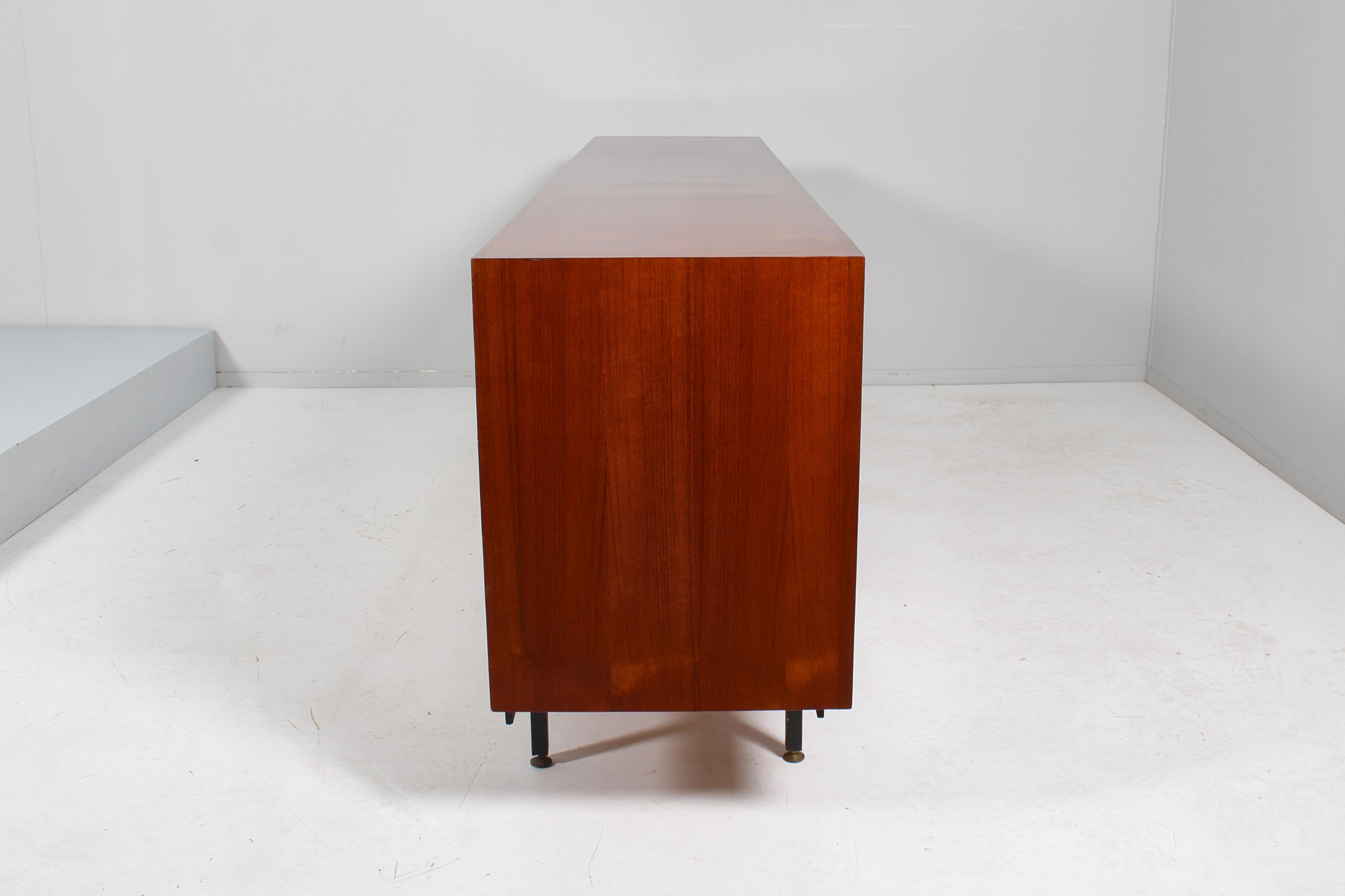 Metal Mid-Century O. Borsani Style Wooden Sideboard  60s Italy For Sale