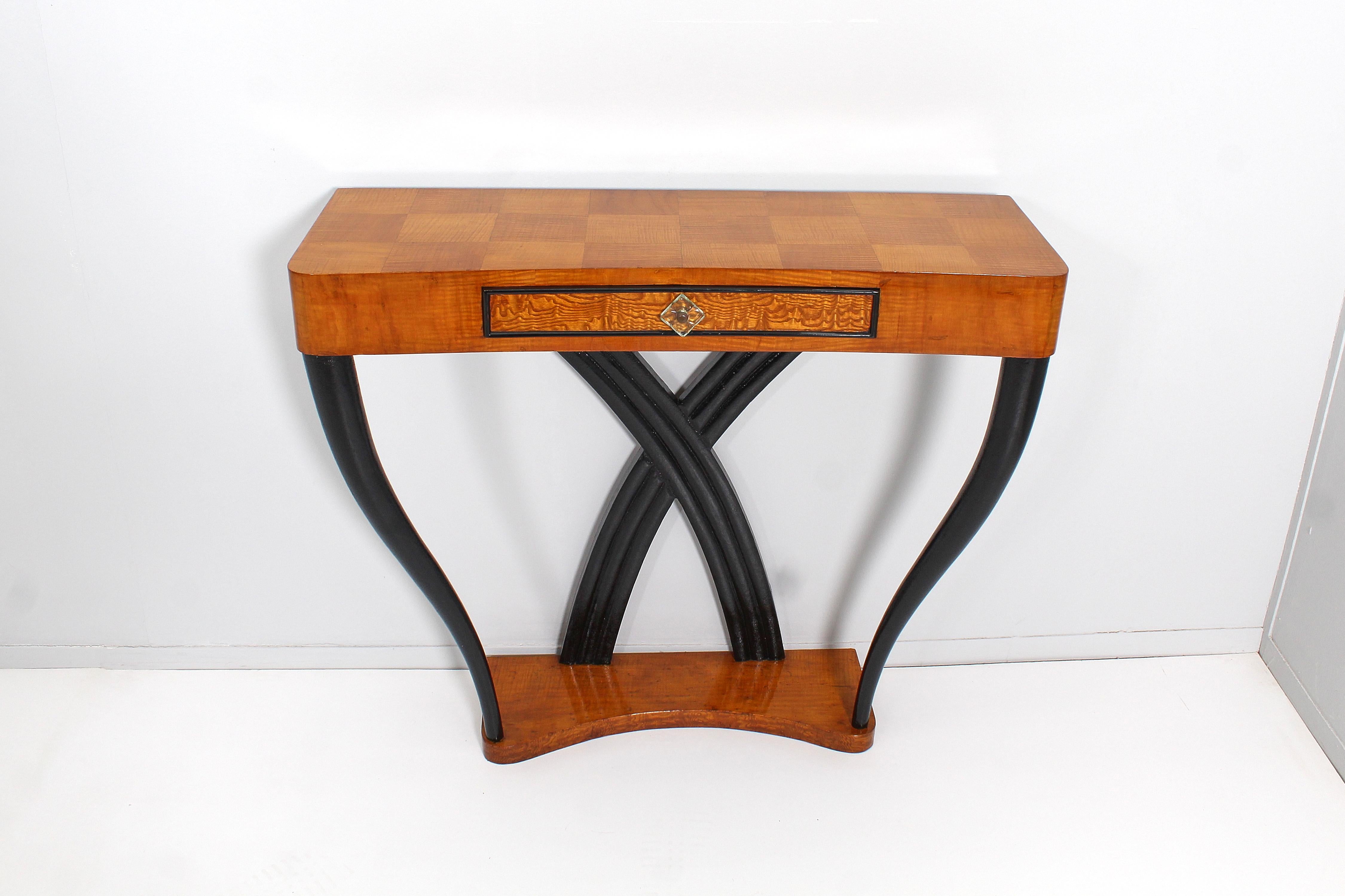 Midcentury O. Borsani Veneer Wood and Dark Wood Console Table 50s, Italy 4