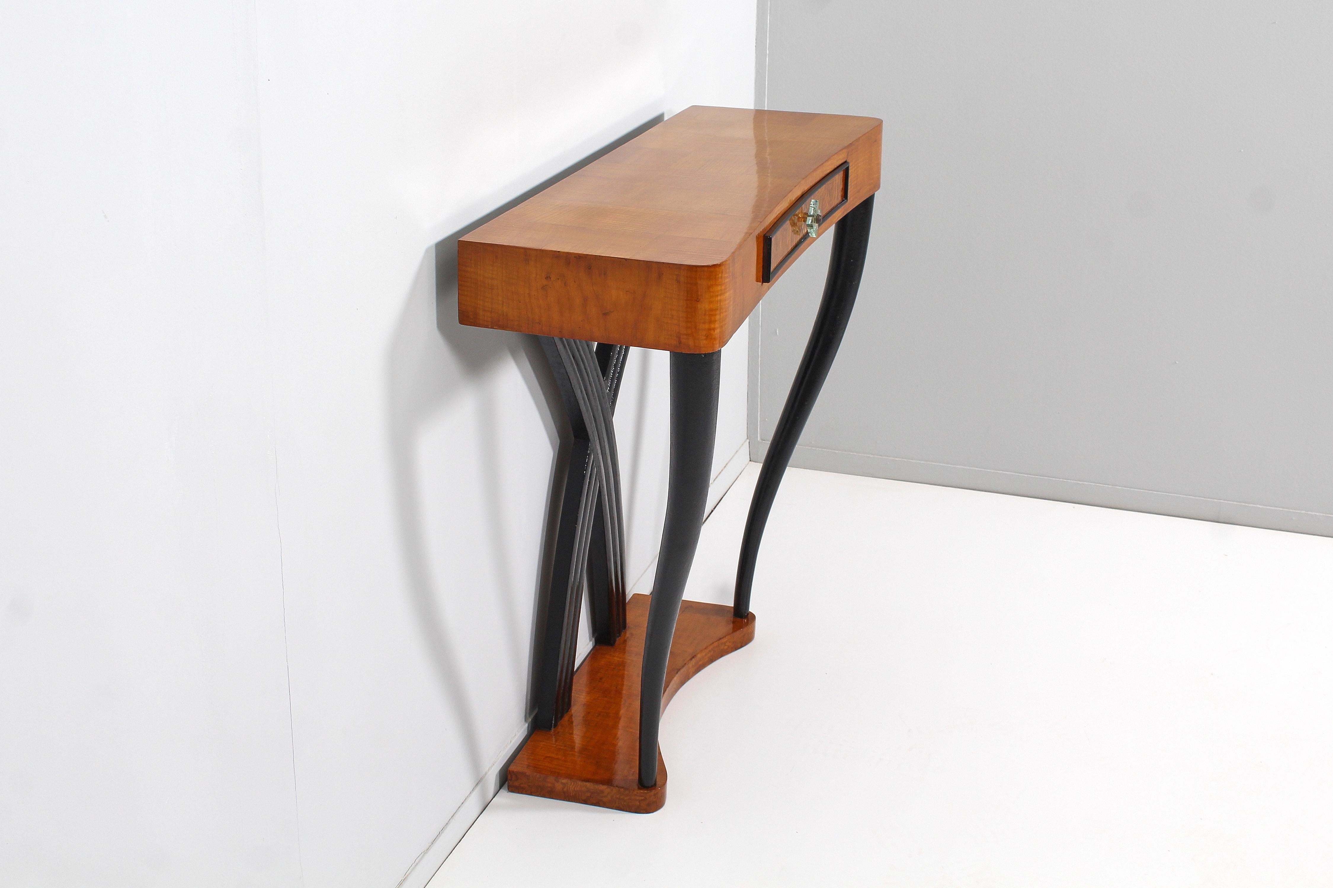 Midcentury O. Borsani Veneer Wood and Dark Wood Console Table 50s, Italy 5