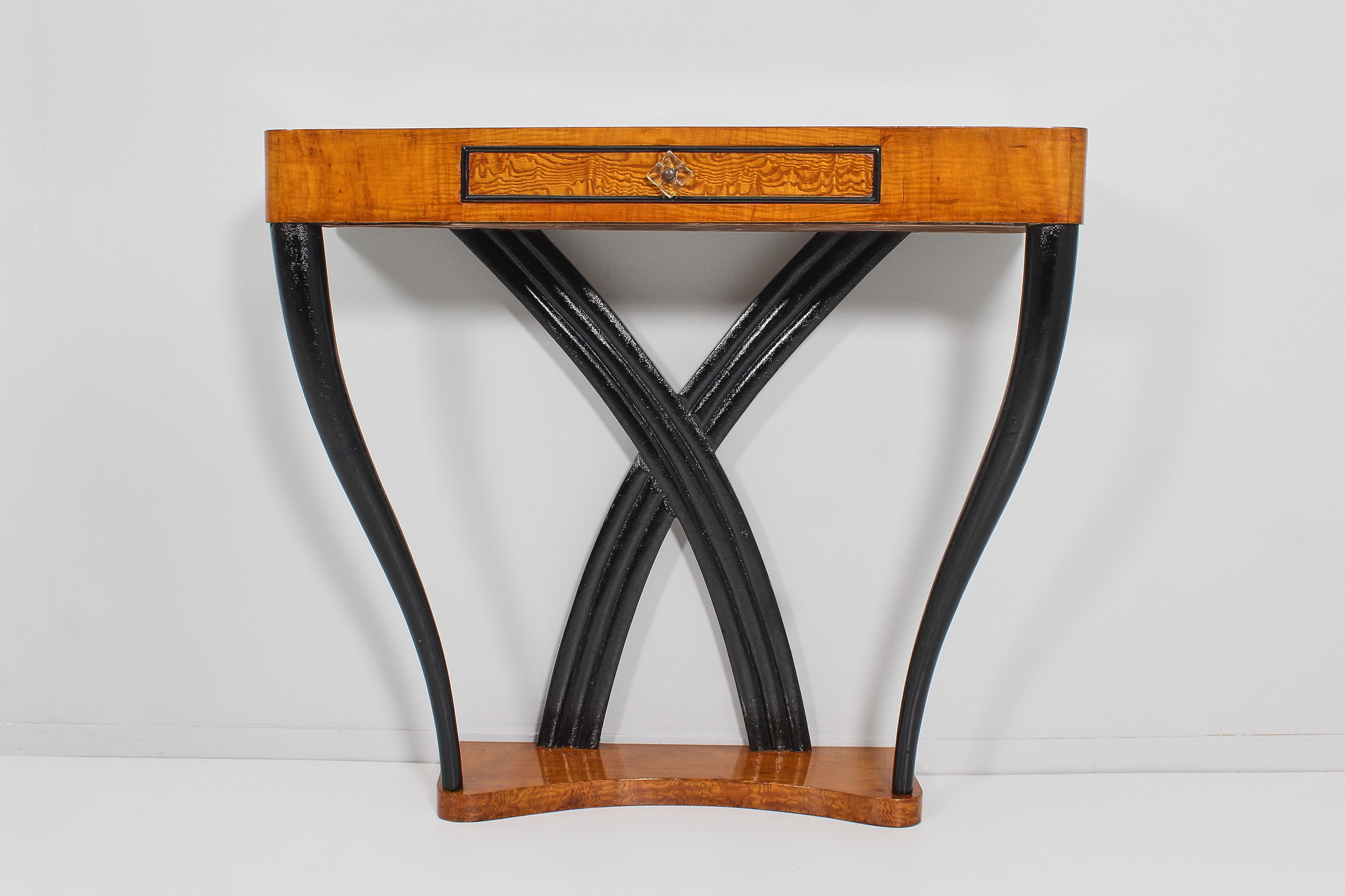 Mid-Century Modern Midcentury O. Borsani Veneer Wood and Dark Wood Console Table 50s, Italy