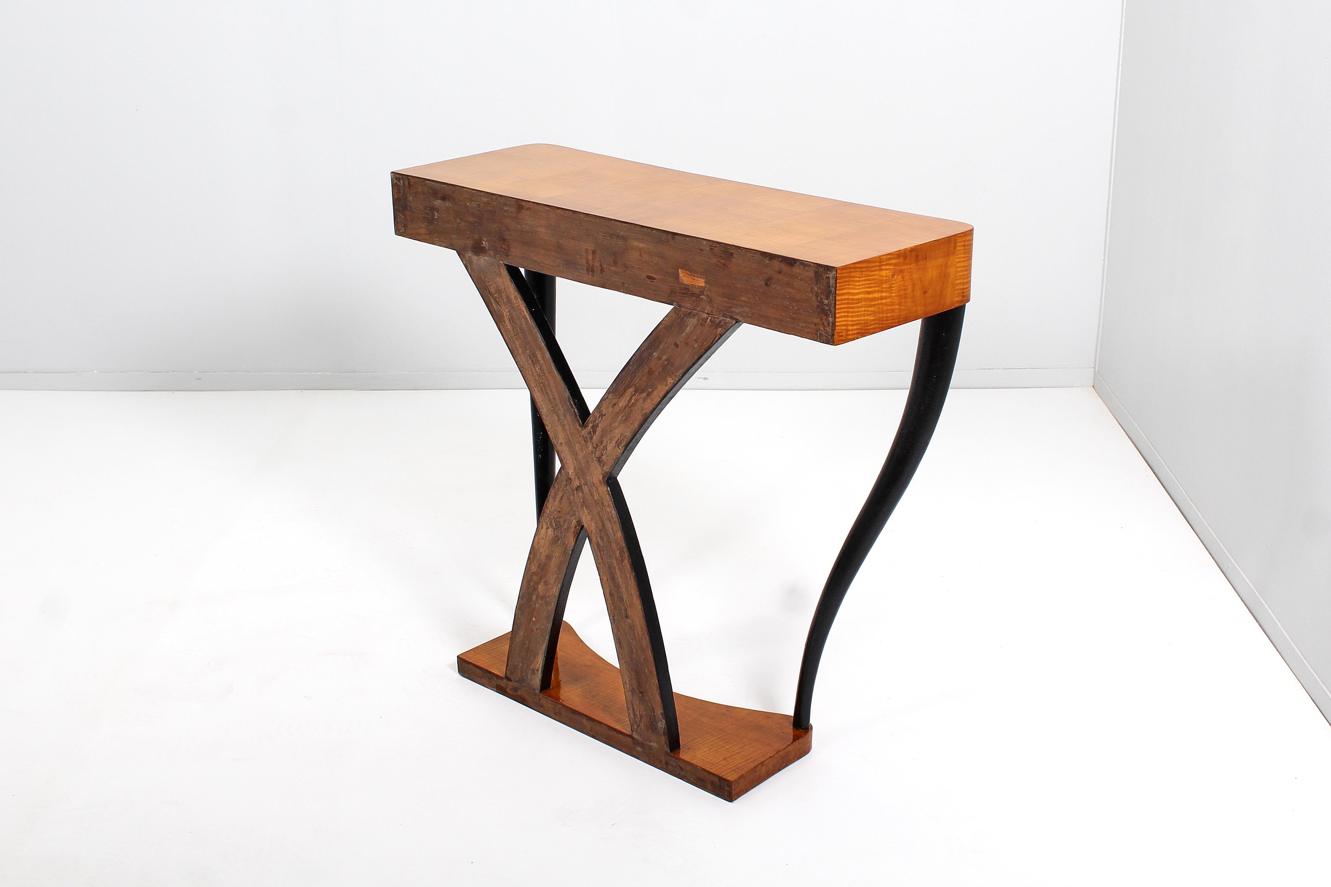 Mid-20th Century Midcentury O. Borsani Veneer Wood and Dark Wood Console Table 50s, Italy