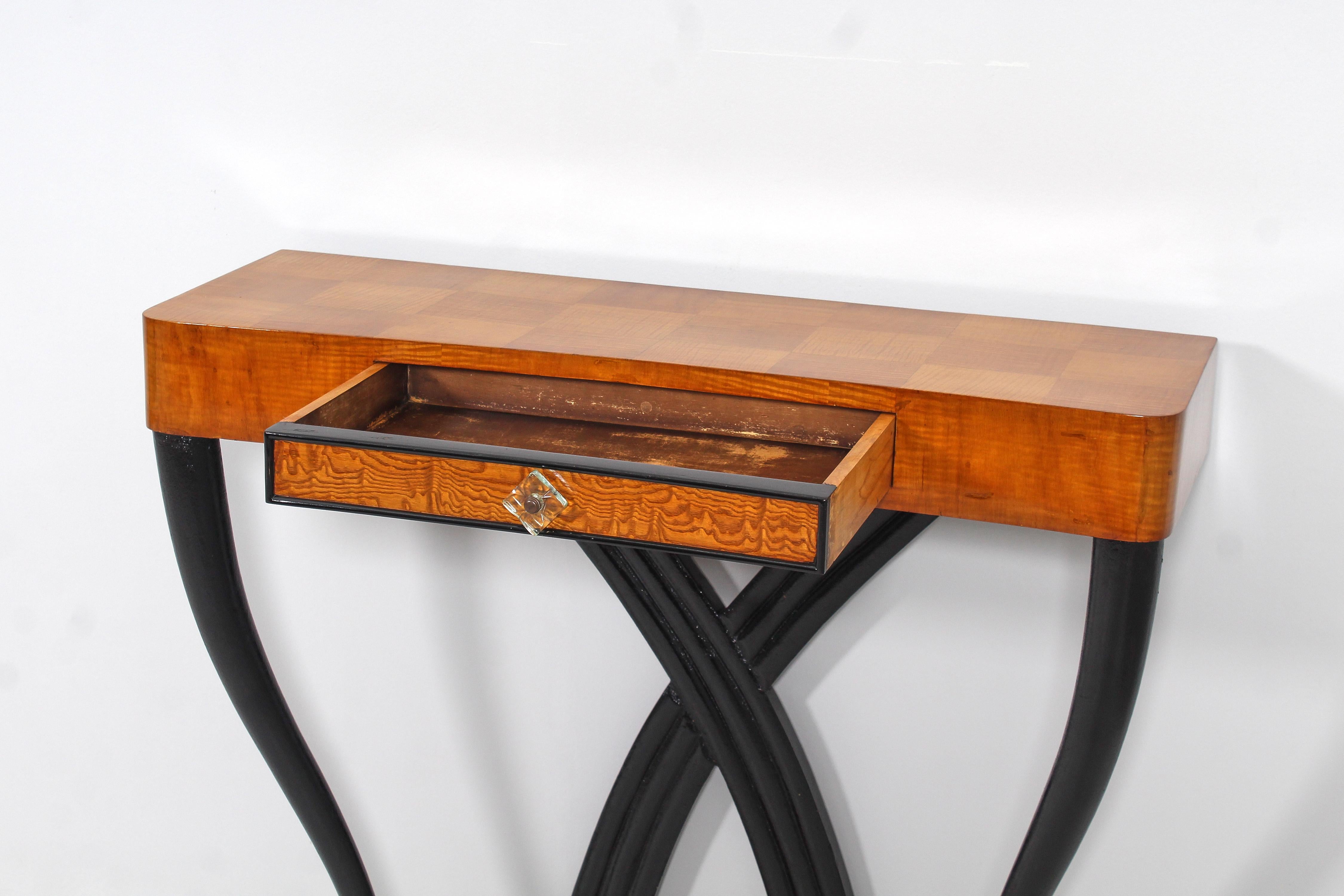 Midcentury O. Borsani Veneer Wood and Dark Wood Console Table 50s, Italy 3