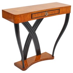 Midcentury O. Borsani Veneer Wood and Dark Wood Console Table 50s, Italy