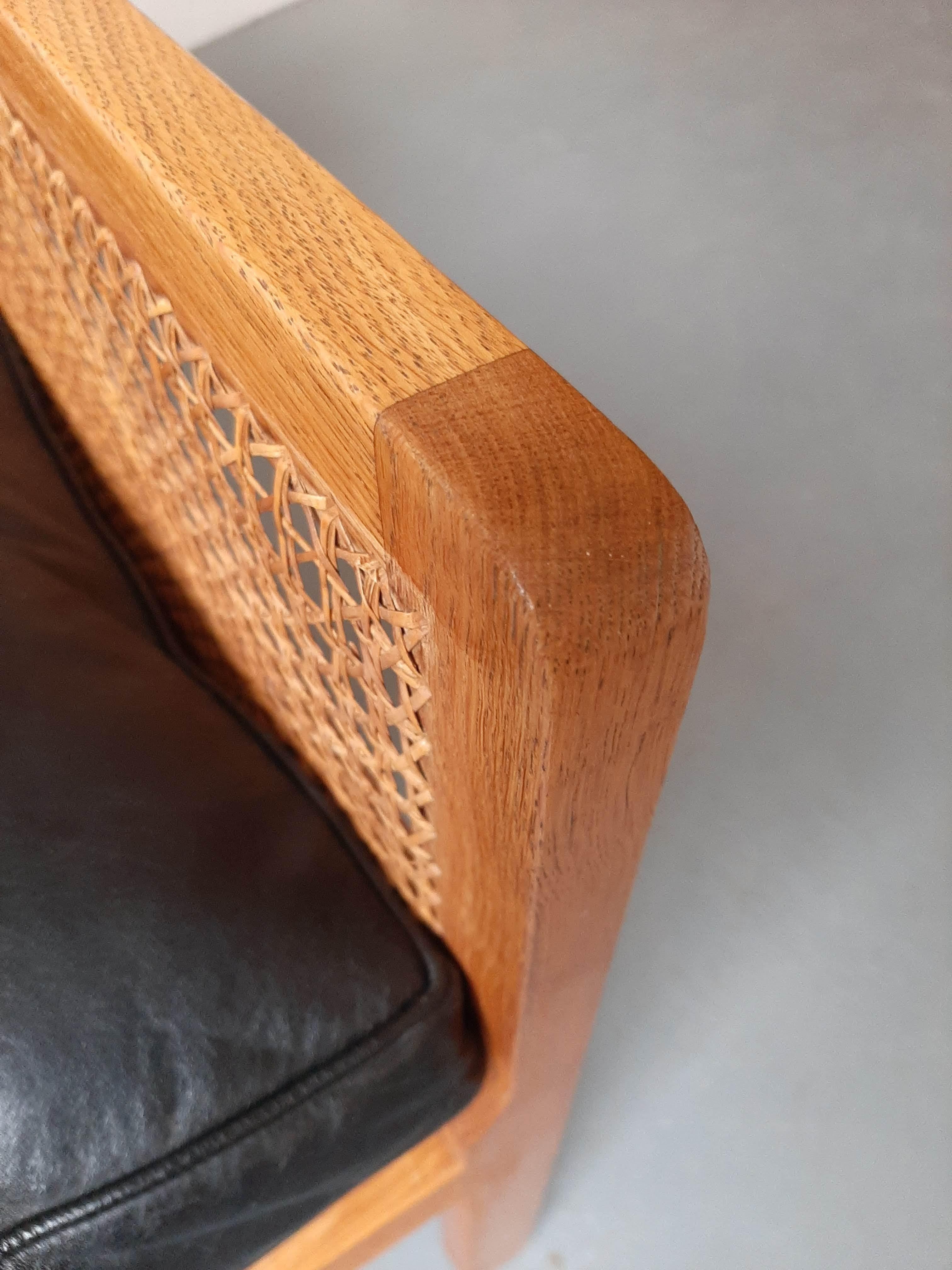 Mid-century Oak and Cane Lounge Chair by Bernt Petersen for Wørts Møbelsnedkeri For Sale 6