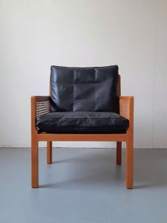 Loungesessel aus Eiche und Rohr, Mitte des Jahrhunderts, von Bernt Petersen für Wørts Møbelsnedkeri