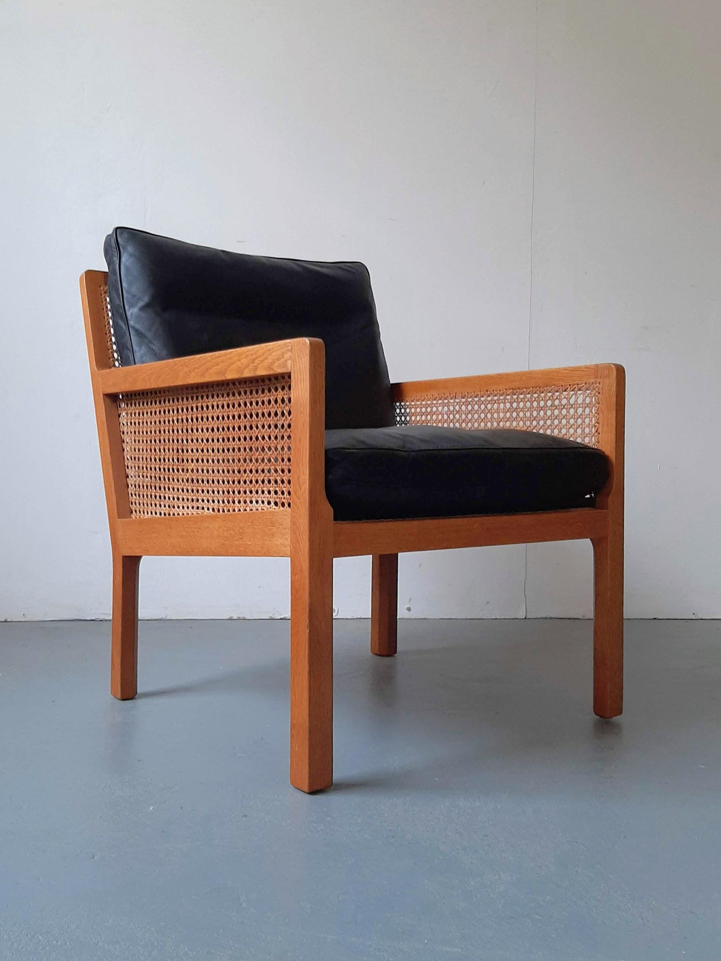 Mid-Century Modern Mid-century Oak and Cane Lounge Chair by Bernt Petersen for Wørts Møbelsnedkeri For Sale