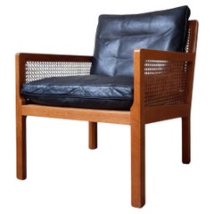 Mid-century Oak and Cane Lounge Chair by Bernt Petersen for Wørts Møbelsnedkeri