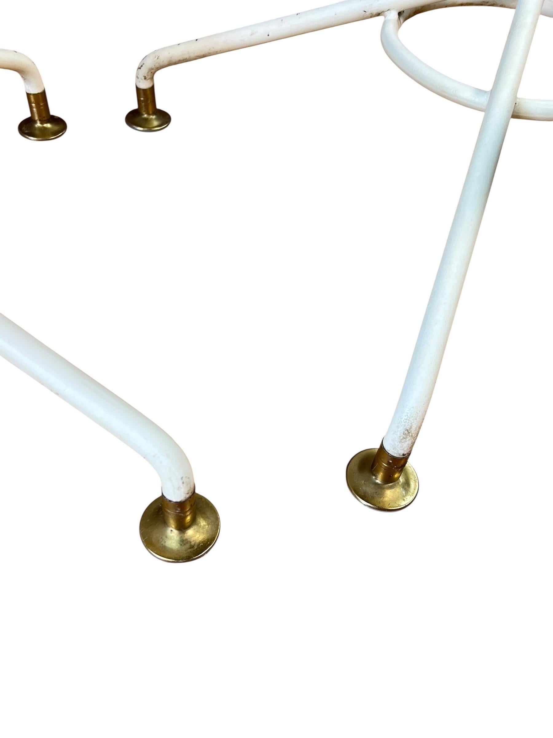 Mid Century Oak and Cast Iron Swivel Bar Stools - Set of 3 For Sale 5