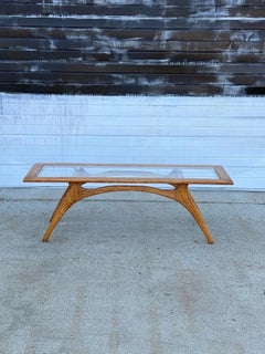 Mid-Century Oak and Glass Coffee Table