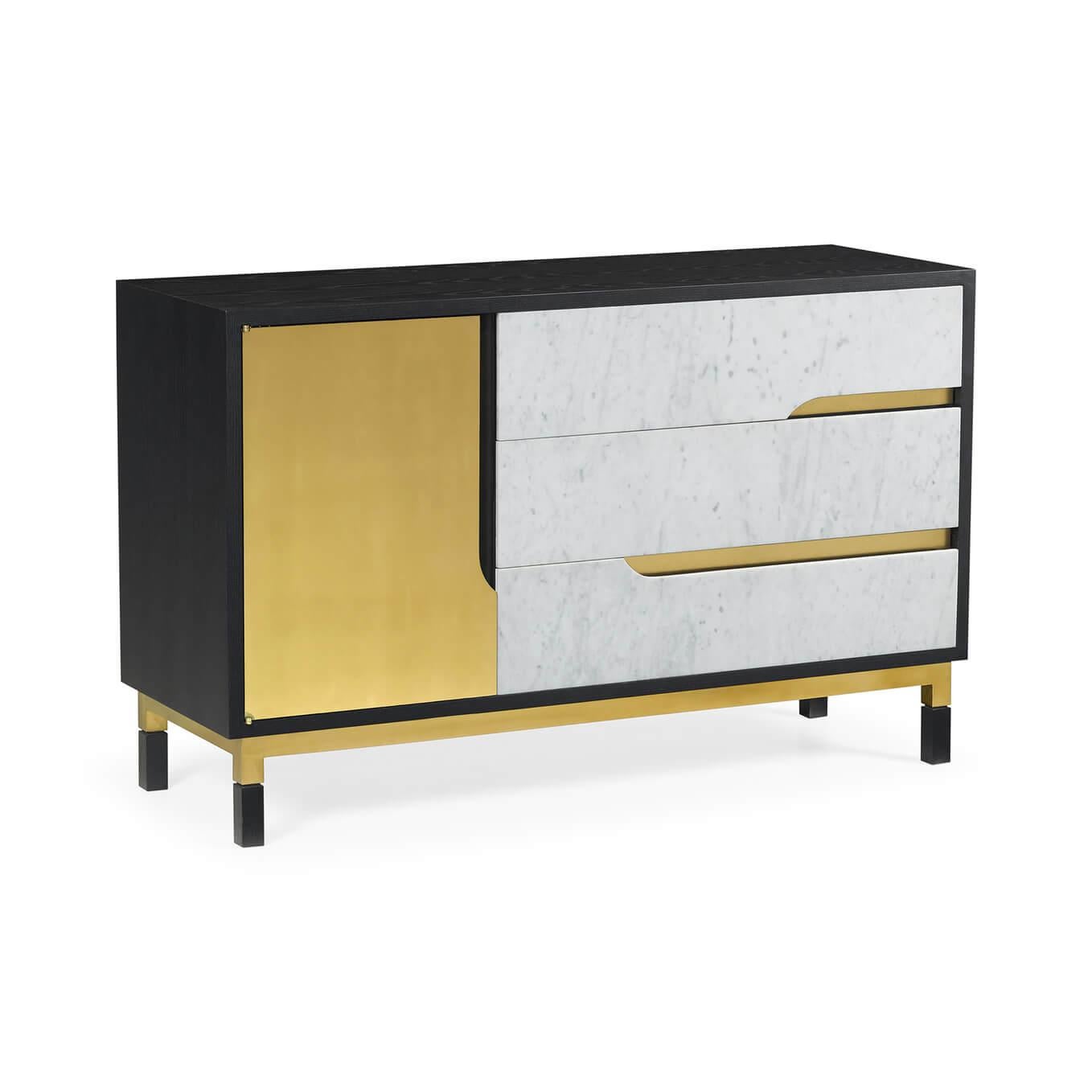 Mid-Century Modern Midcentury Oak and Marble Cabinet