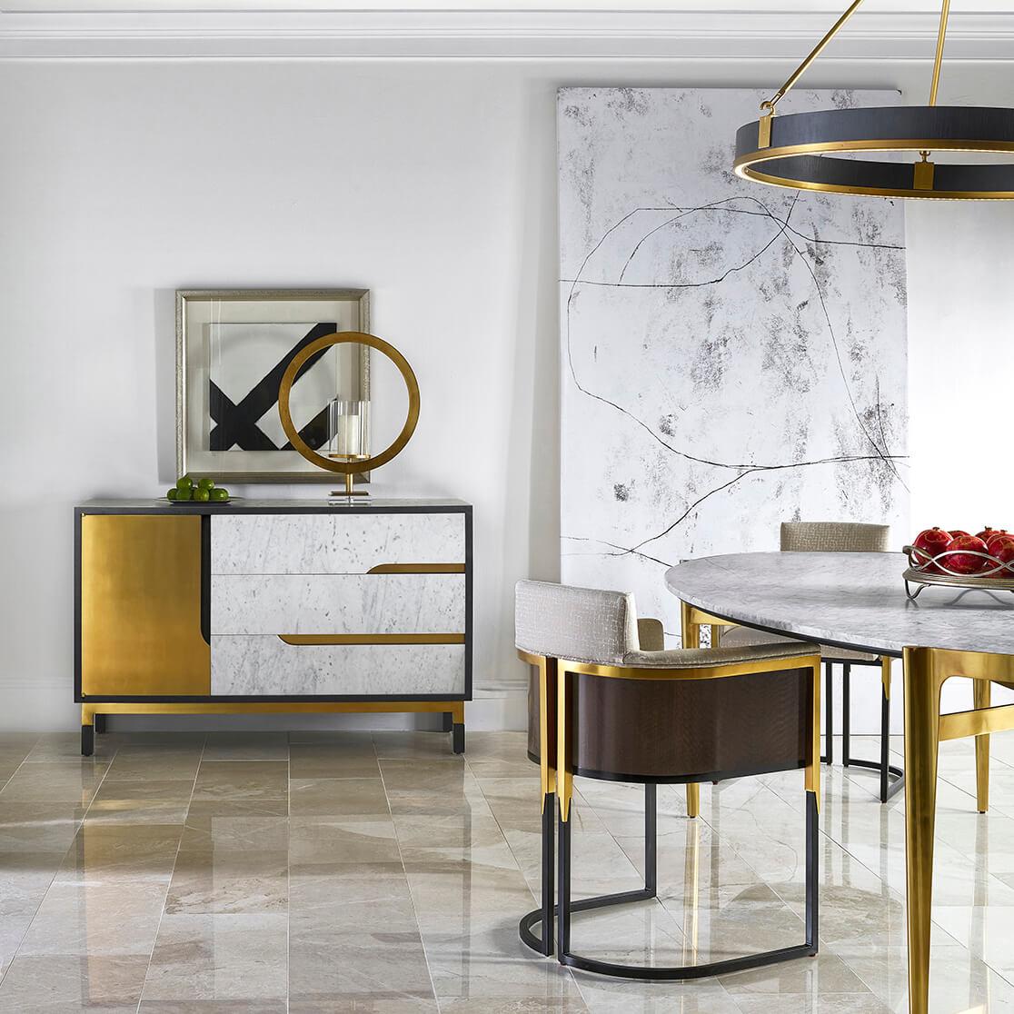 Midcentury Oak and Marble Cabinet 2