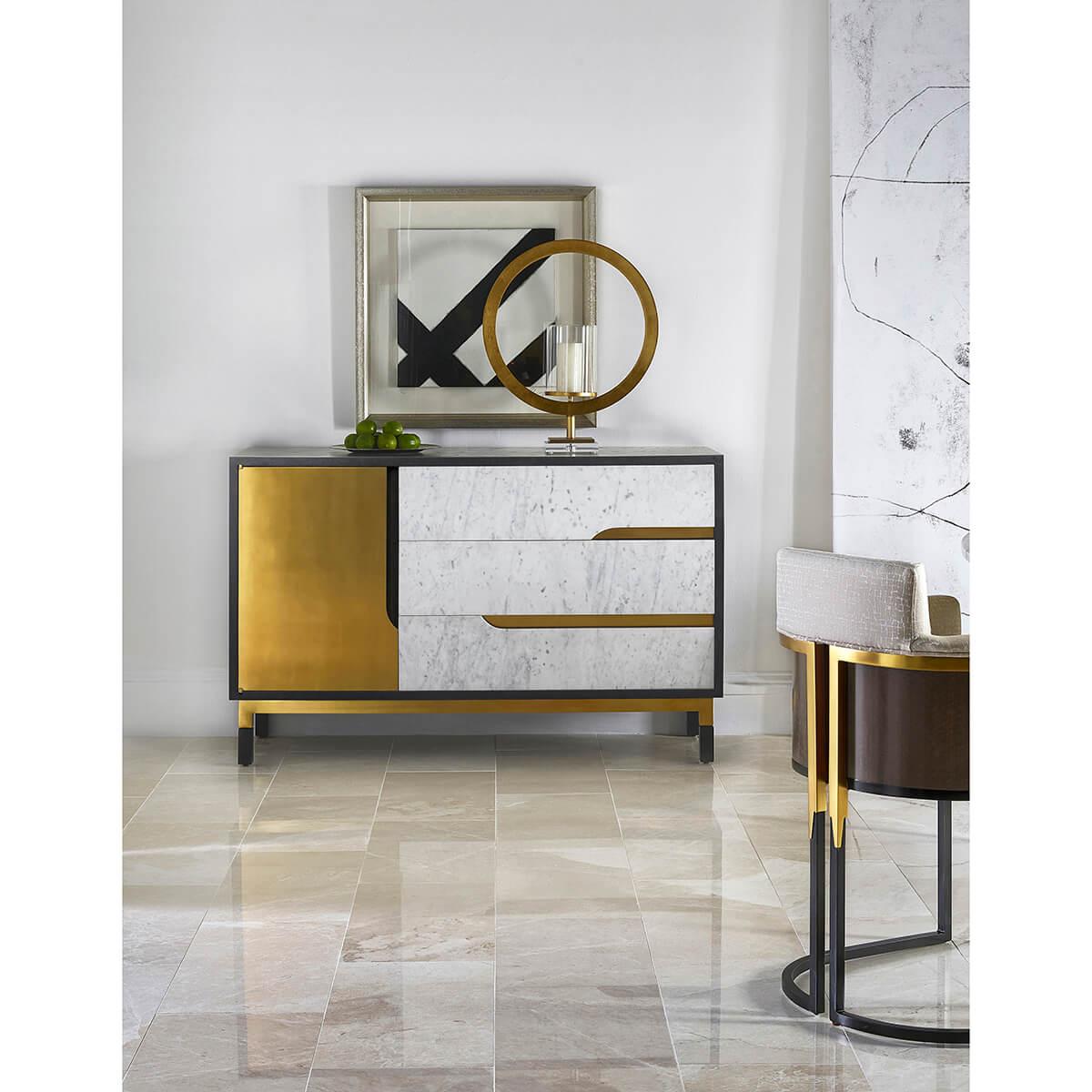 Midcentury Oak and Marble Cabinet 3