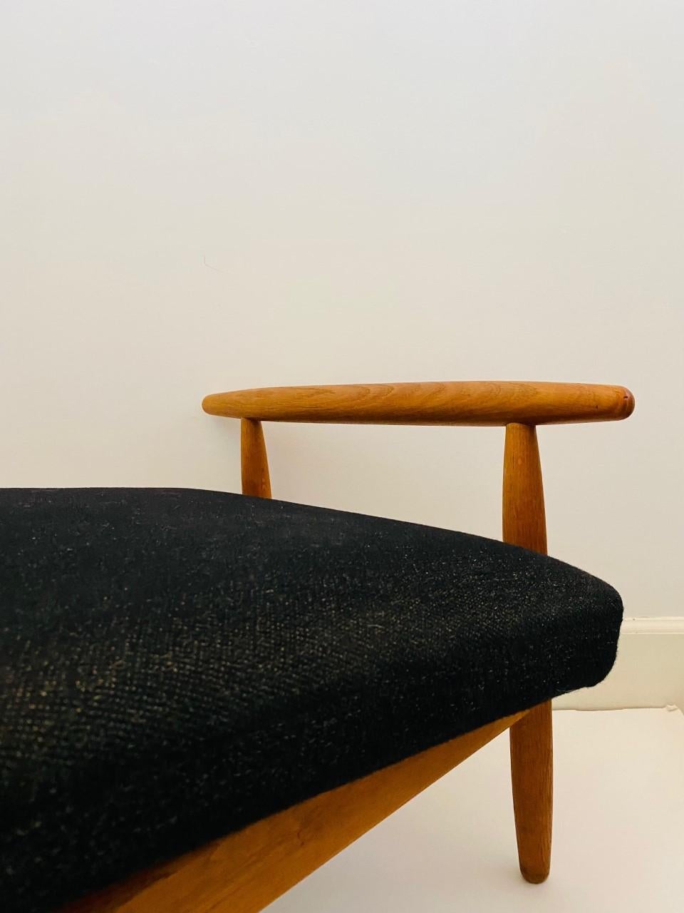 Danish Mid-Century Oak and Wool Stool by Ejvind A. Johansson for FDB Møbler, Denmark For Sale