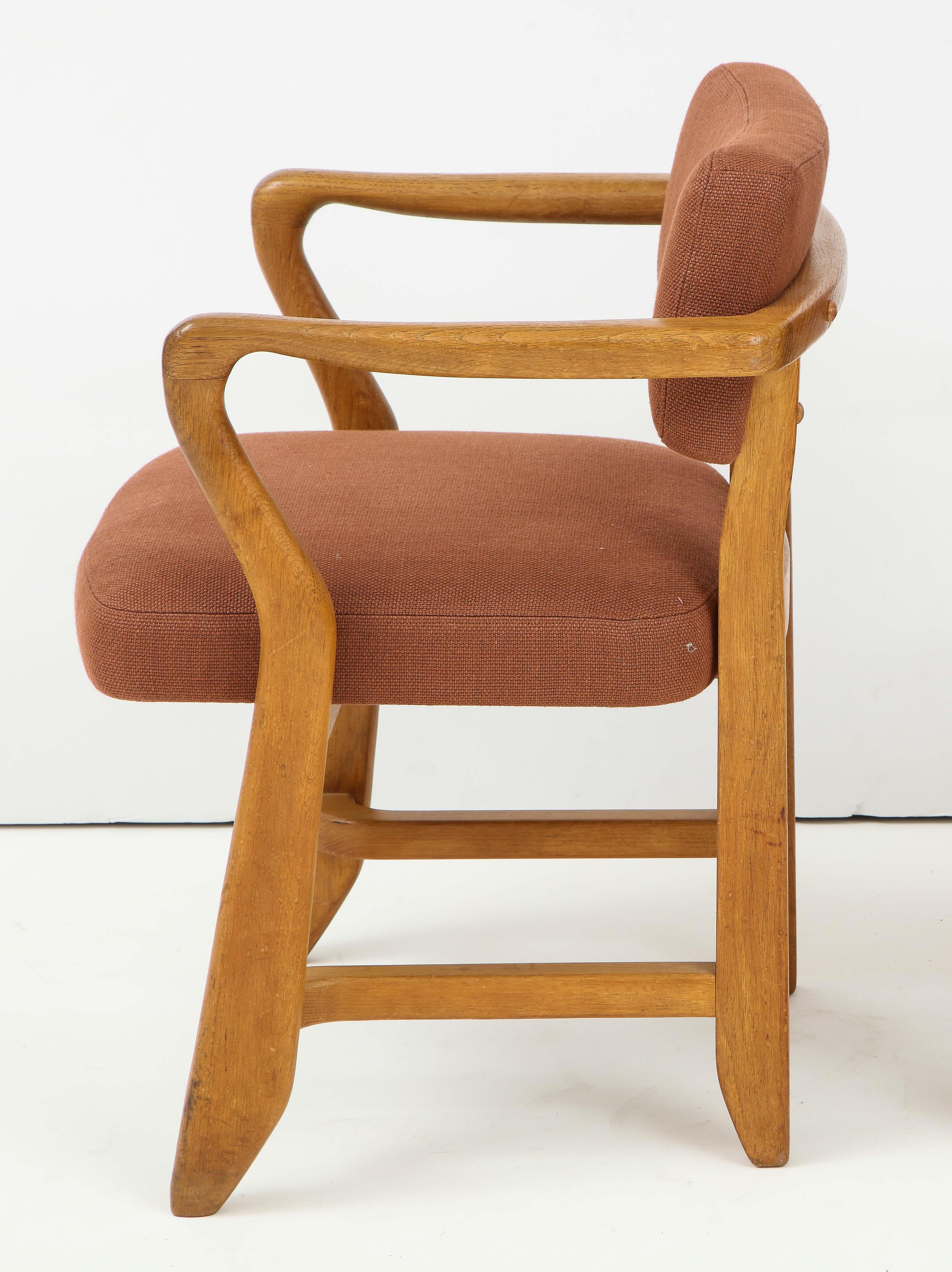 French Mid-Century Oak Armchair by Guillerme et Chambron, France, 1950s