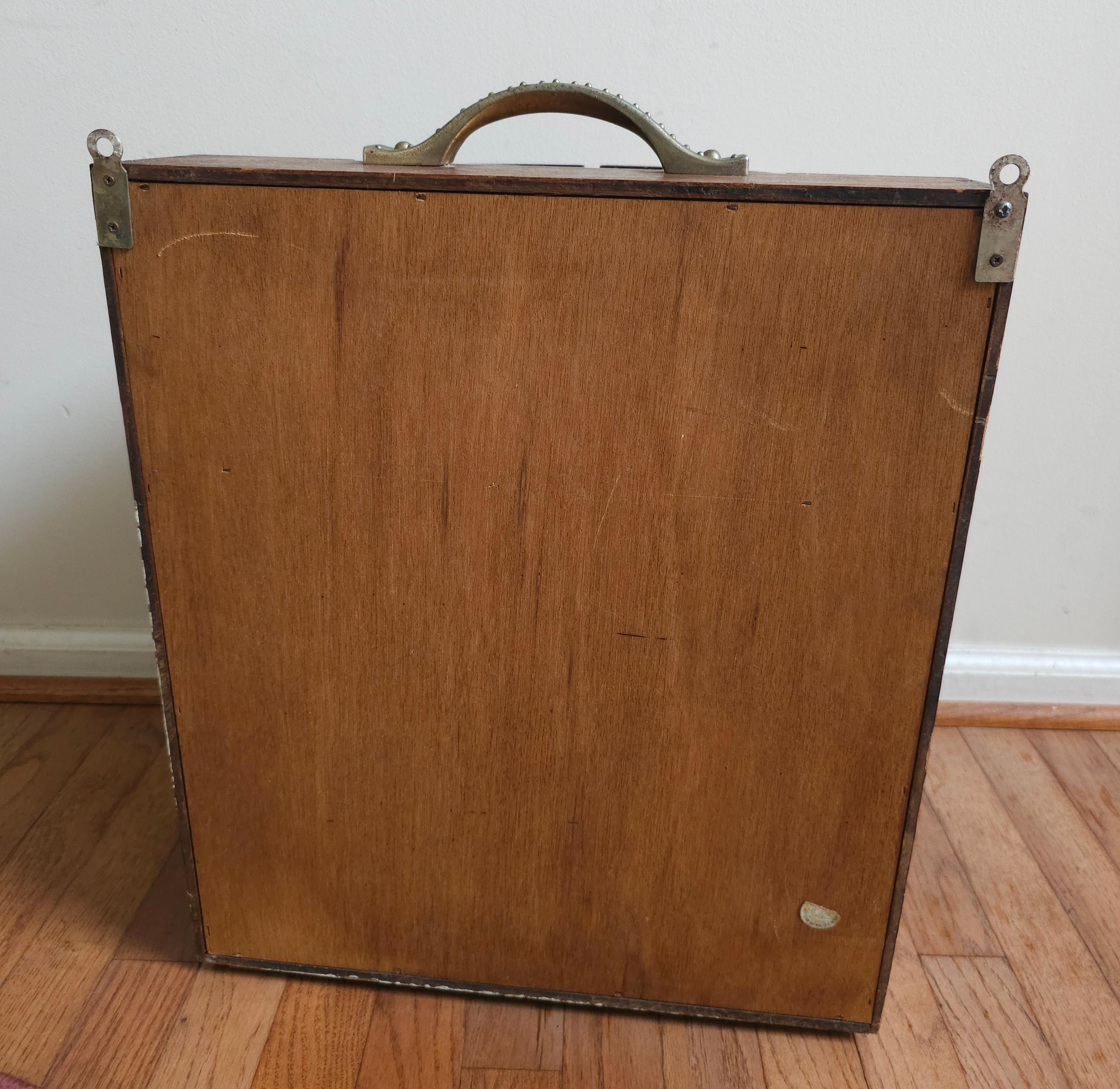 Mid-Century Oak Barrel Wall Hanging  Bar Cabinet with A Collection of 11 Glasses For Sale 8