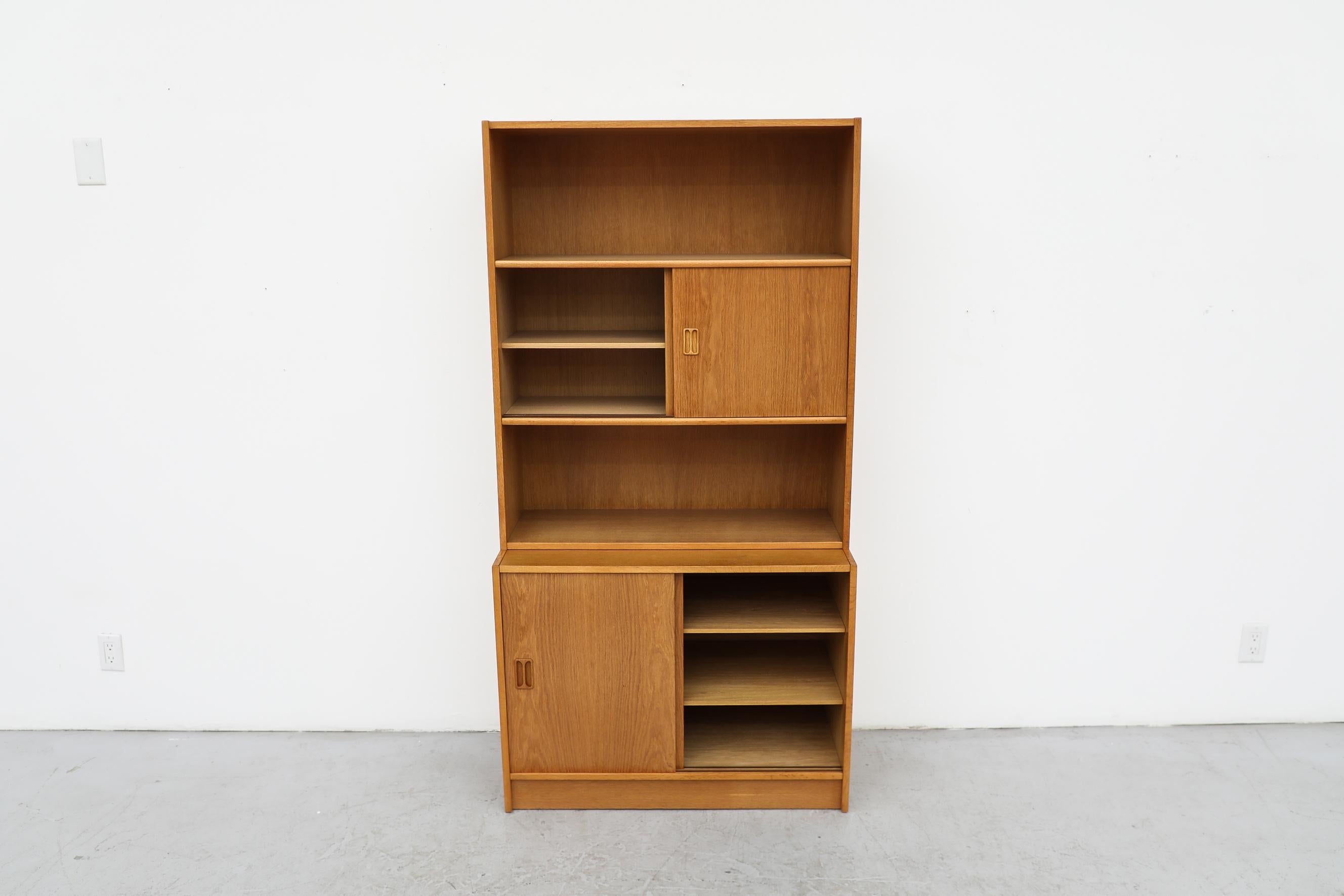 Danish Mid-Century Oak Bookcase with Upper and Lower Cabinets by Niels Andersen