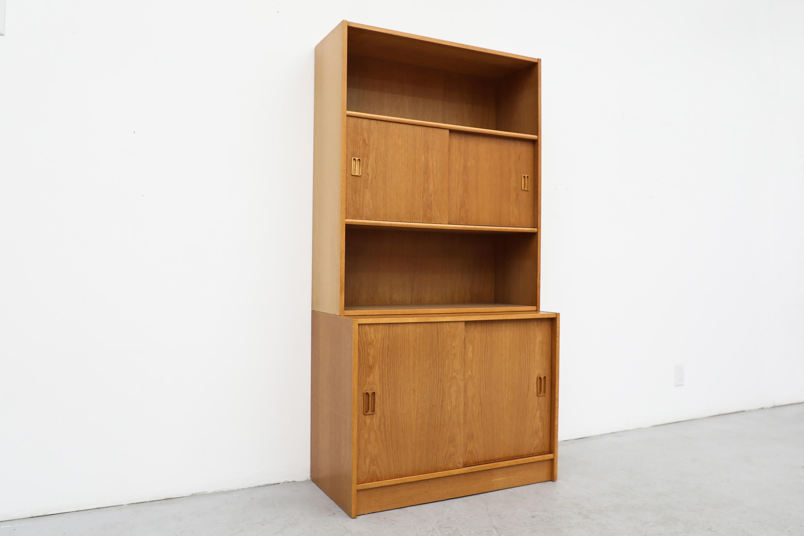 Mid-Century Oak Bookcase with Upper and Lower Cabinets by Niels Andersen In Good Condition In Los Angeles, CA