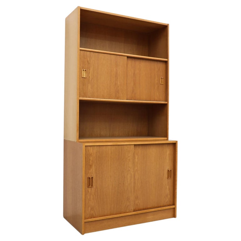 Mid-Century Oak Bookcase with Upper and Lower Cabinets by Niels ...
