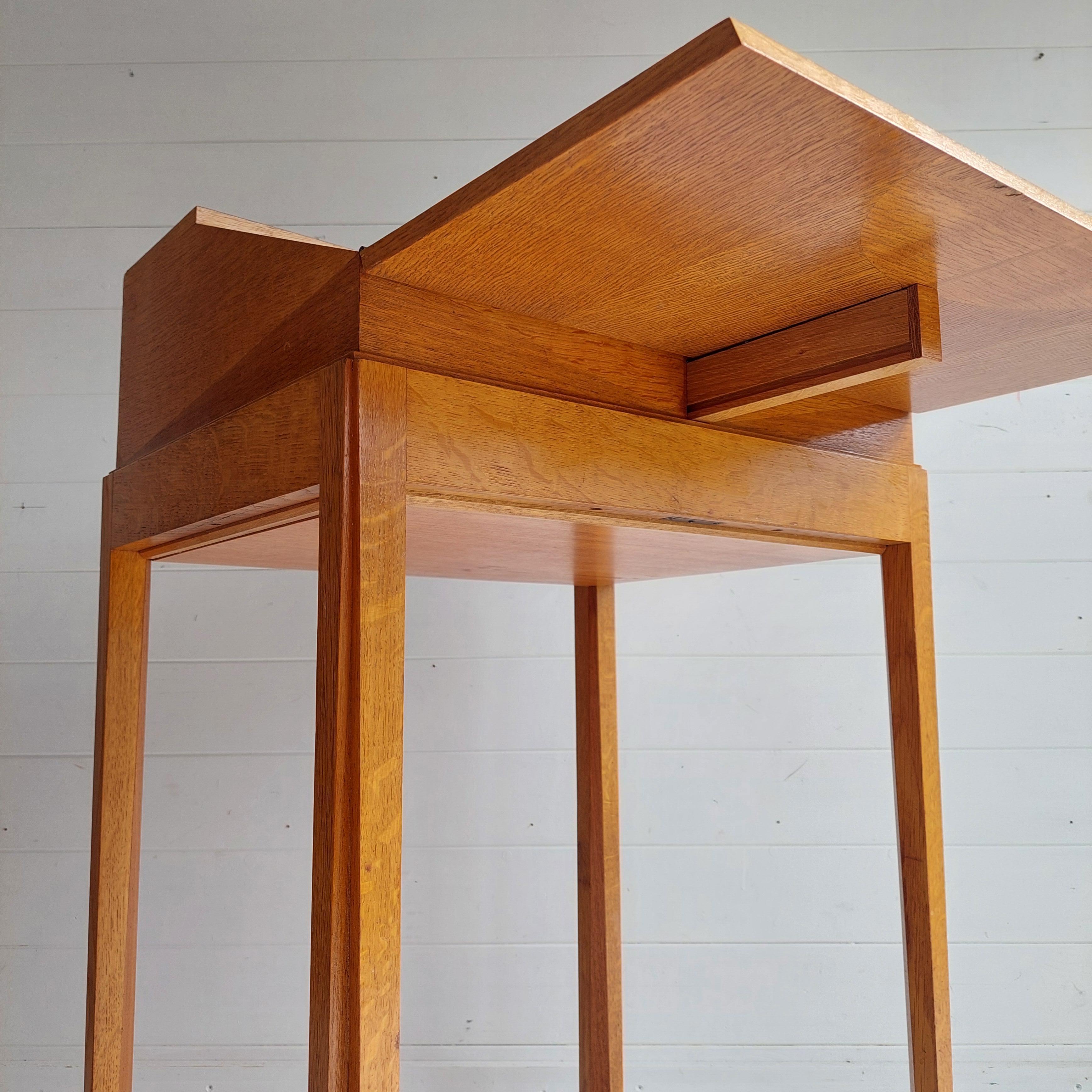 Mid Century Oak Bureau Ladies Writing Desk, Handcrafted, Danish Style, 1960s 5