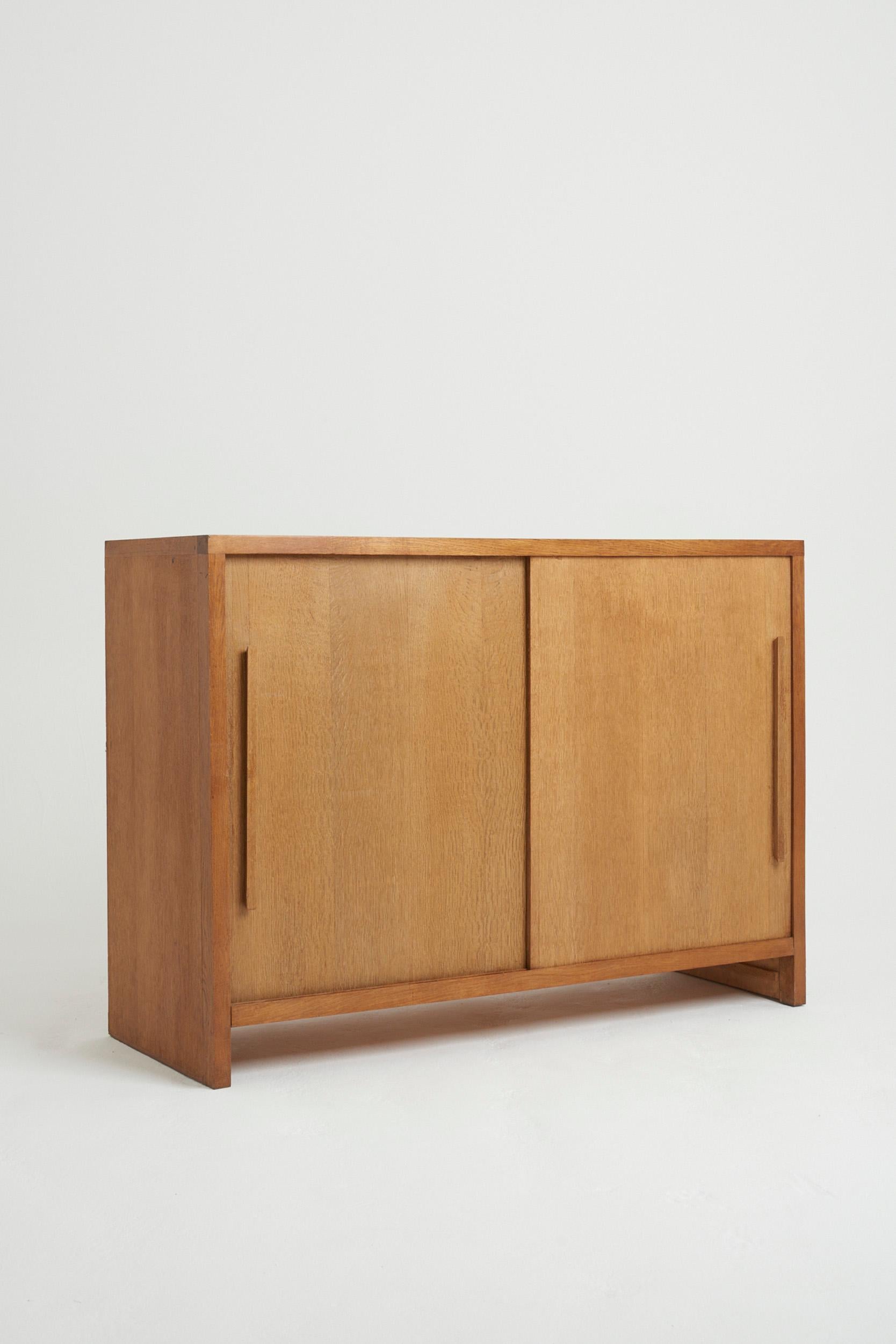 French Mid-Century Oak Cabinet For Sale